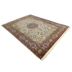 Vintage Persian Tabriz Pournami Rug in Wool and Silk - Size: 13'5 X 9'10