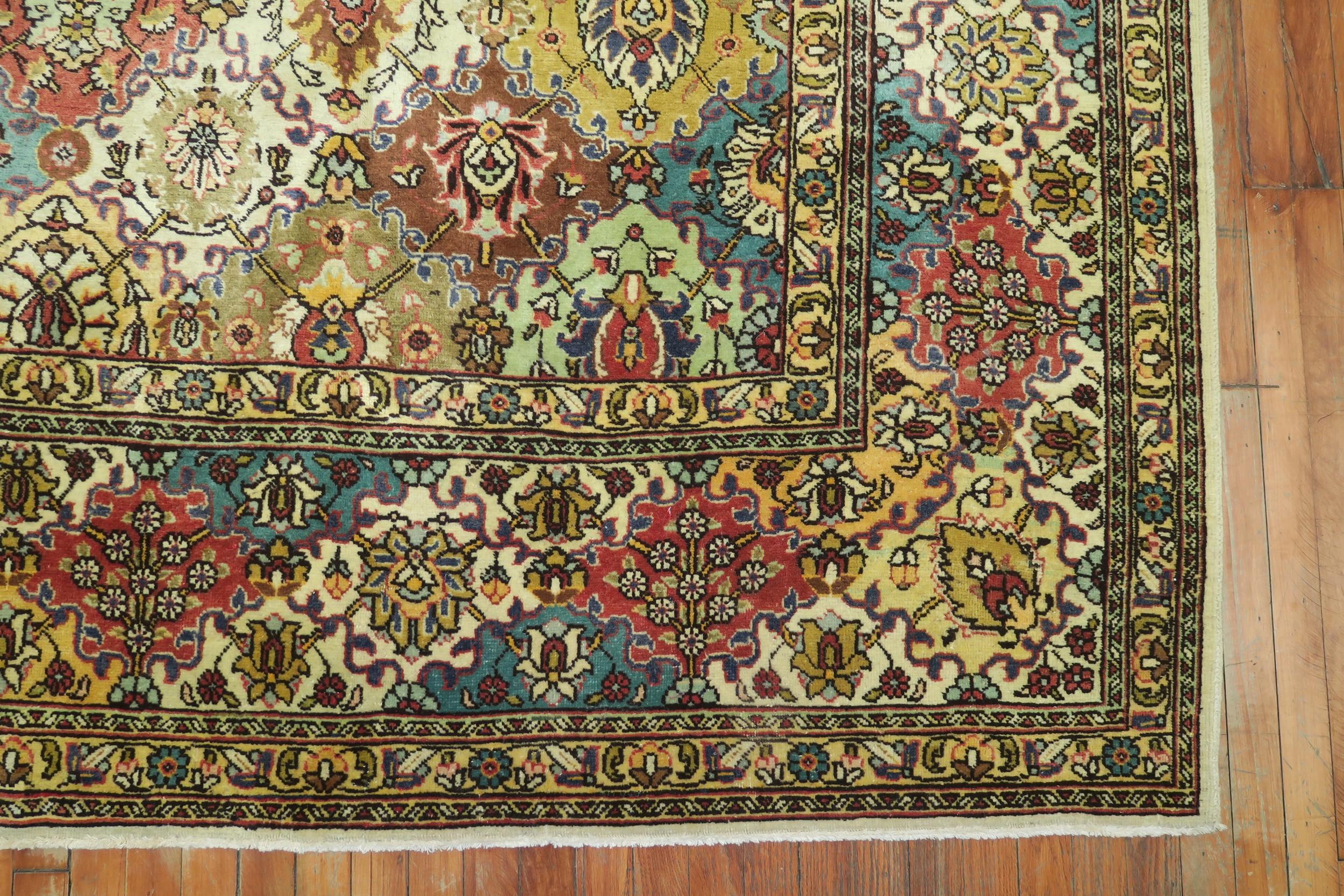 Zabihi Collection Vintage Persian Tabriz Room Size Rug In Good Condition For Sale In New York, NY