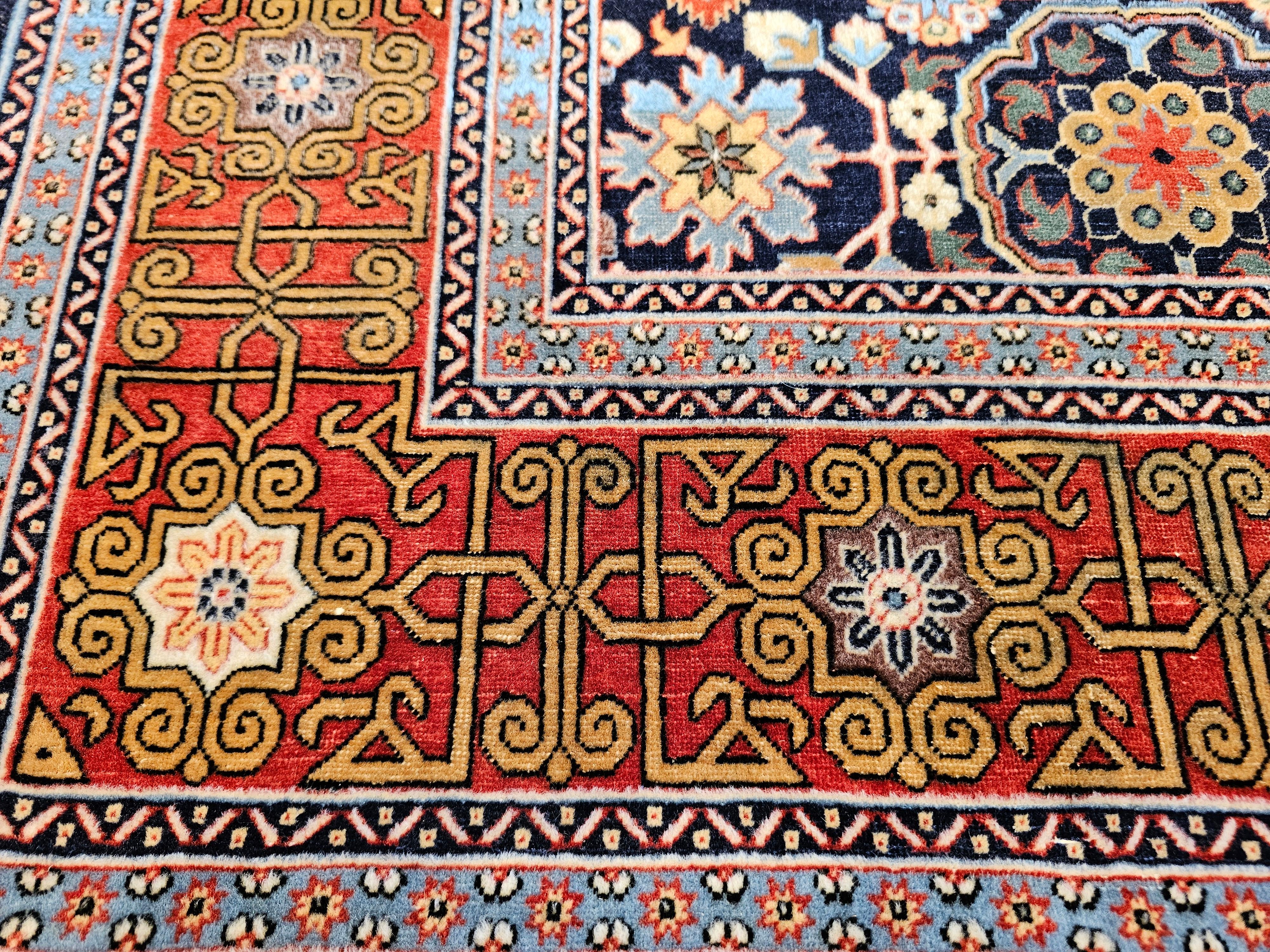 Alfombra persa tabriz vintage con motivo geométrico afshan por toda la habitación en venta 3
