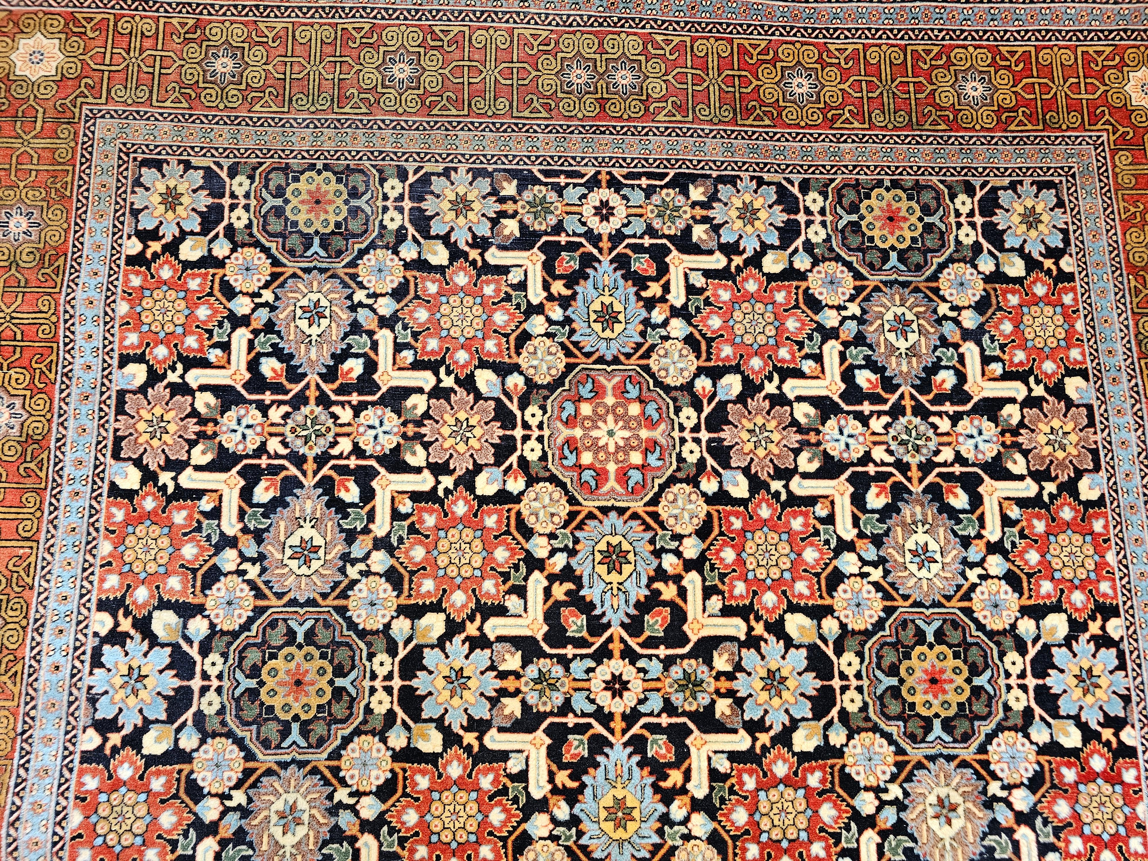 Alfombra persa tabriz vintage con motivo geométrico afshan por toda la habitación Persa en venta