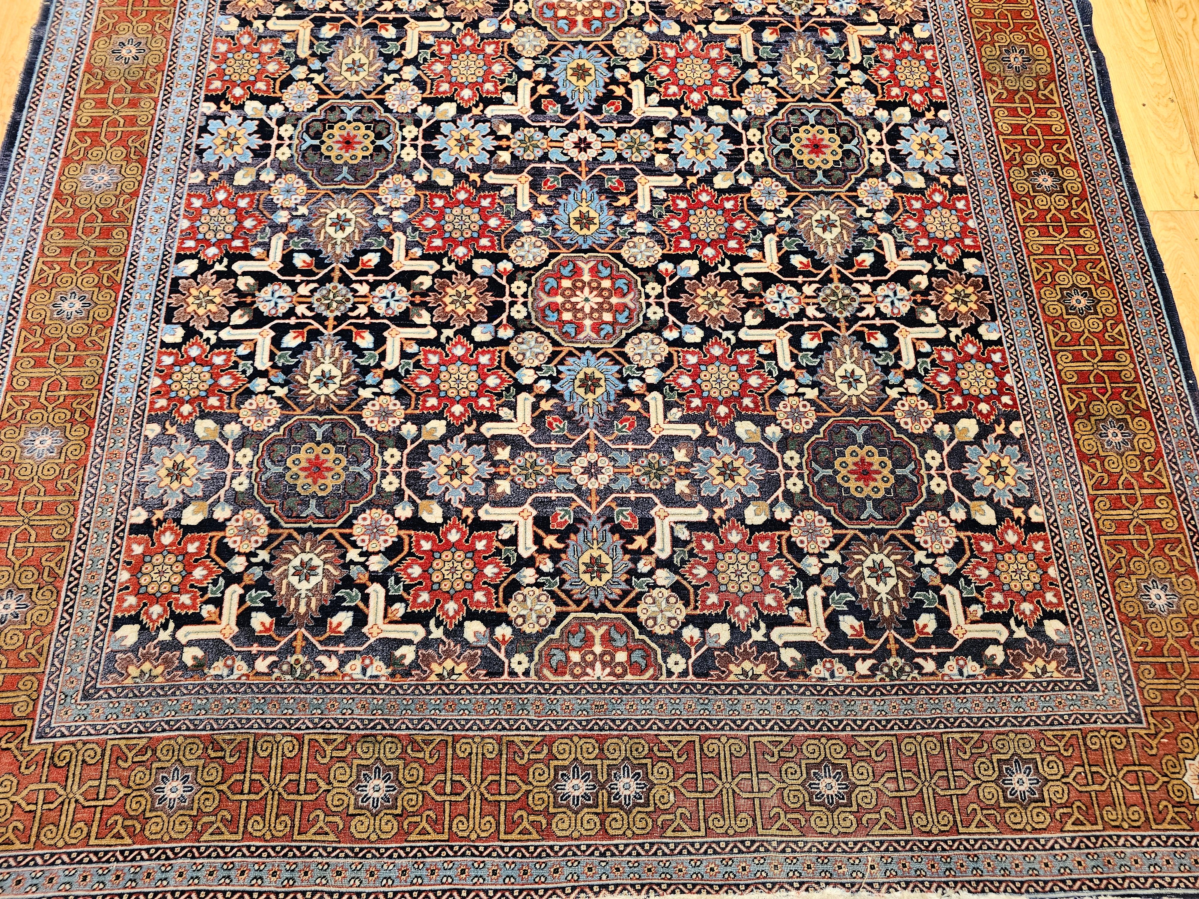 Alfombra persa tabriz vintage con motivo geométrico afshan por toda la habitación en Bueno estado para la venta en Barrington, IL