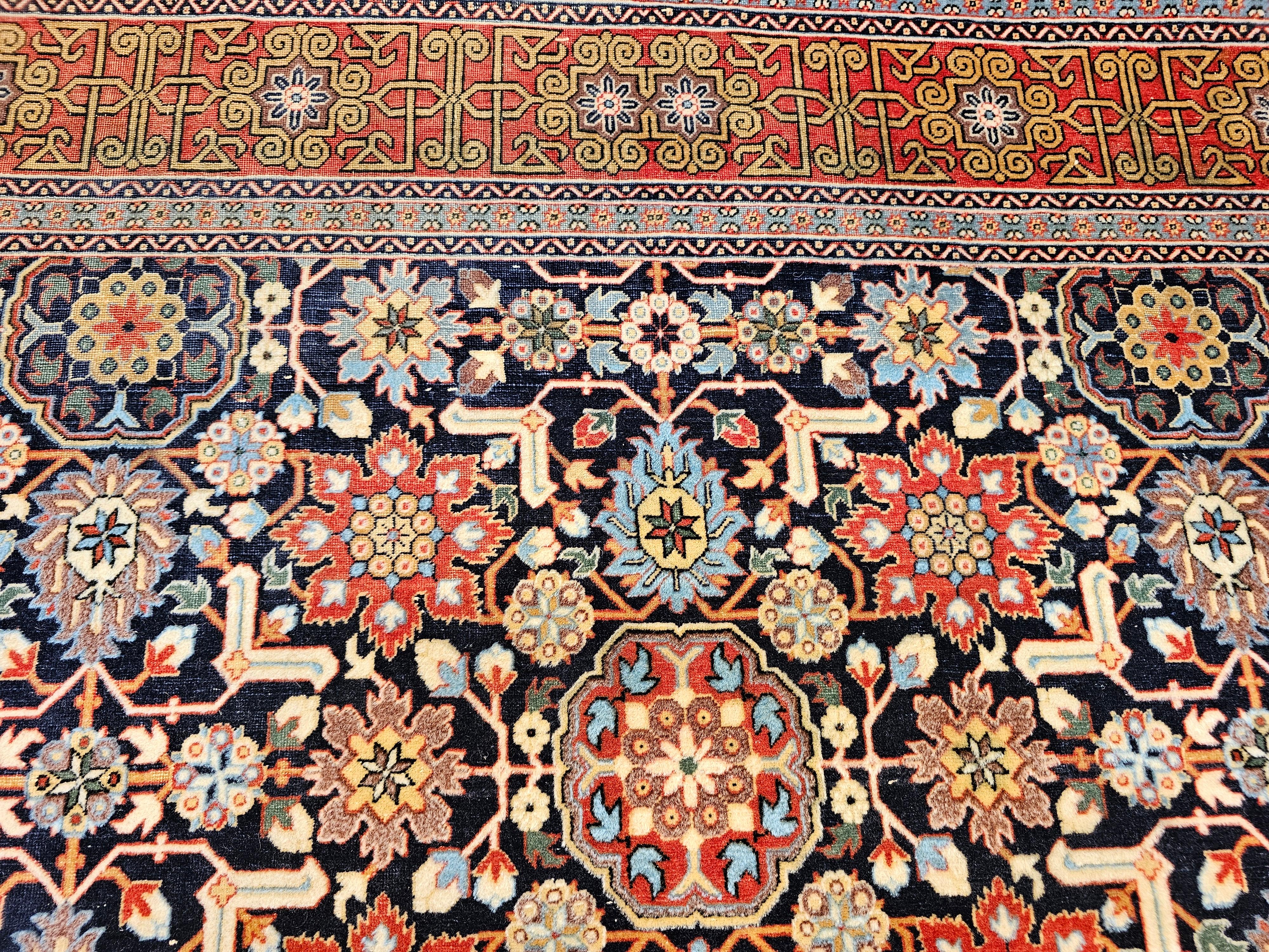 Alfombra persa tabriz vintage con motivo geométrico afshan por toda la habitación siglo XX en venta