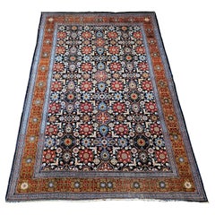 Alfombra persa tabriz vintage con motivo geométrico afshan por toda la habitación