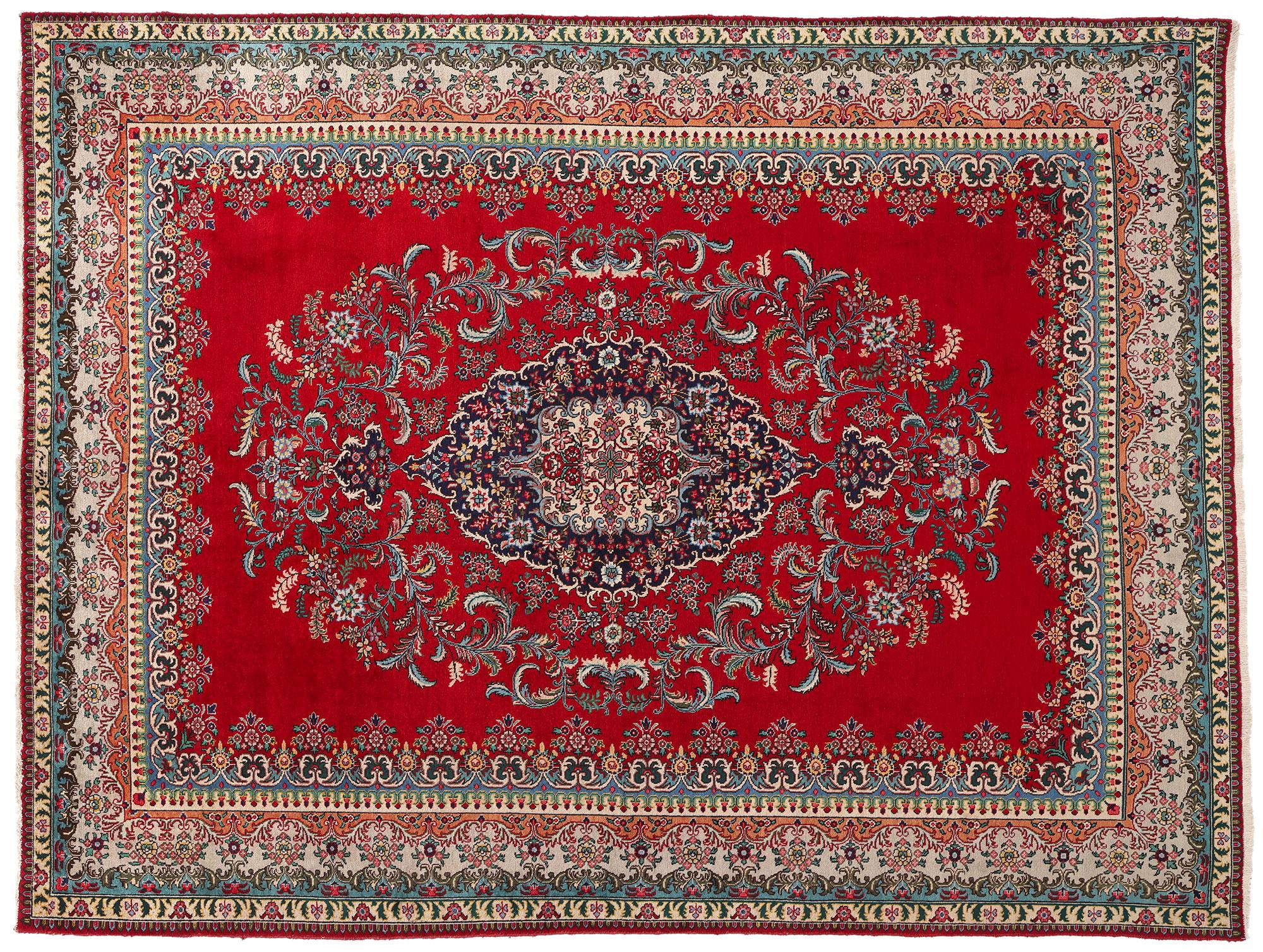 Persischer Täbris-Teppich im Vintage-Stil, 09'08 x 12'09 im Angebot 3