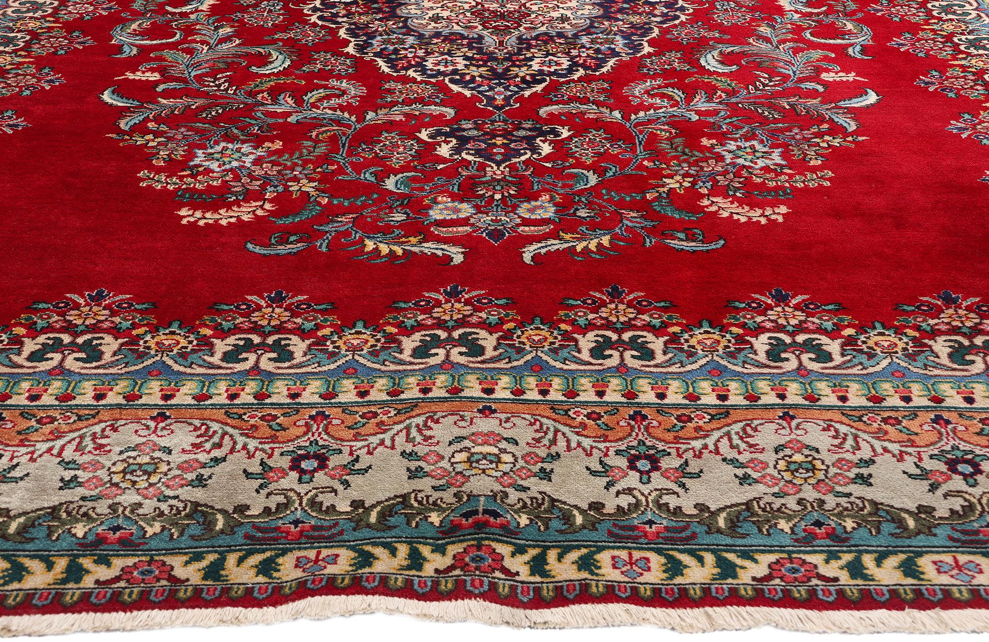 Persischer Täbris-Teppich im Vintage-Stil, 09'08 x 12'09 (Handgeknüpft) im Angebot