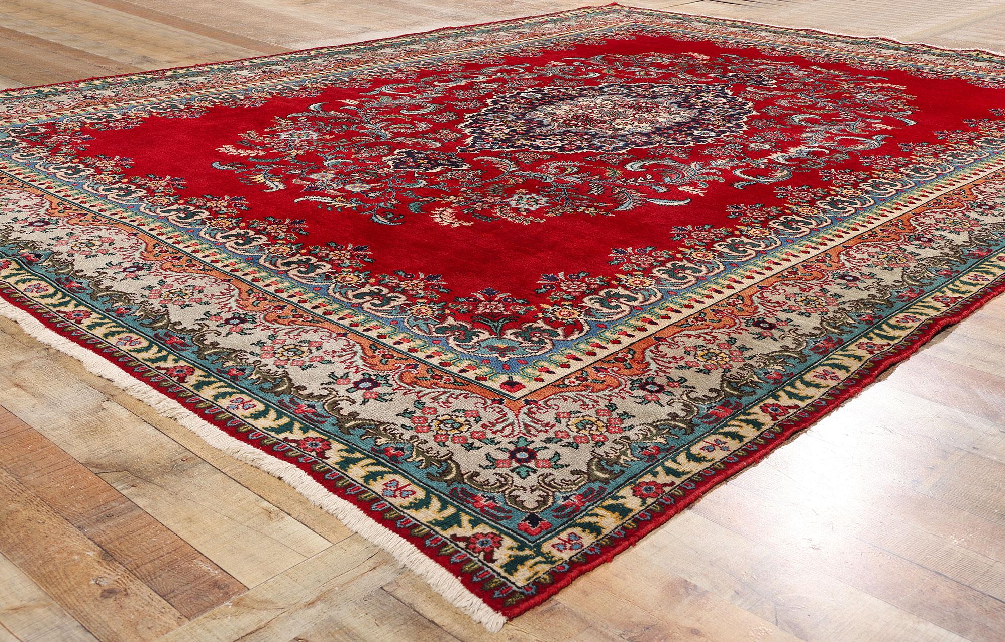 Persischer Täbris-Teppich im Vintage-Stil, 09'08 x 12'09 (Wolle) im Angebot