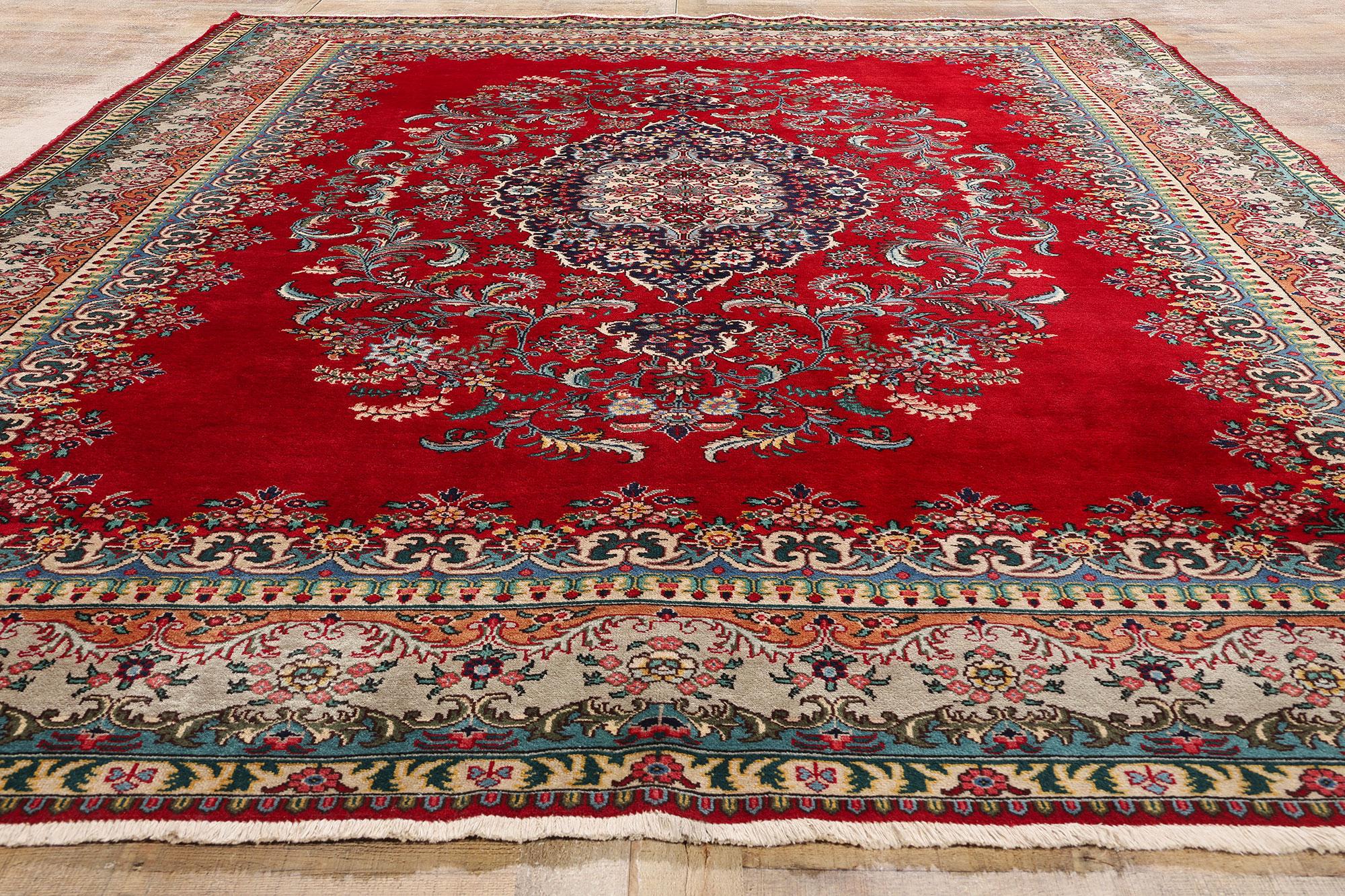Persischer Täbris-Teppich im Vintage-Stil, 09'08 x 12'09 im Angebot 1
