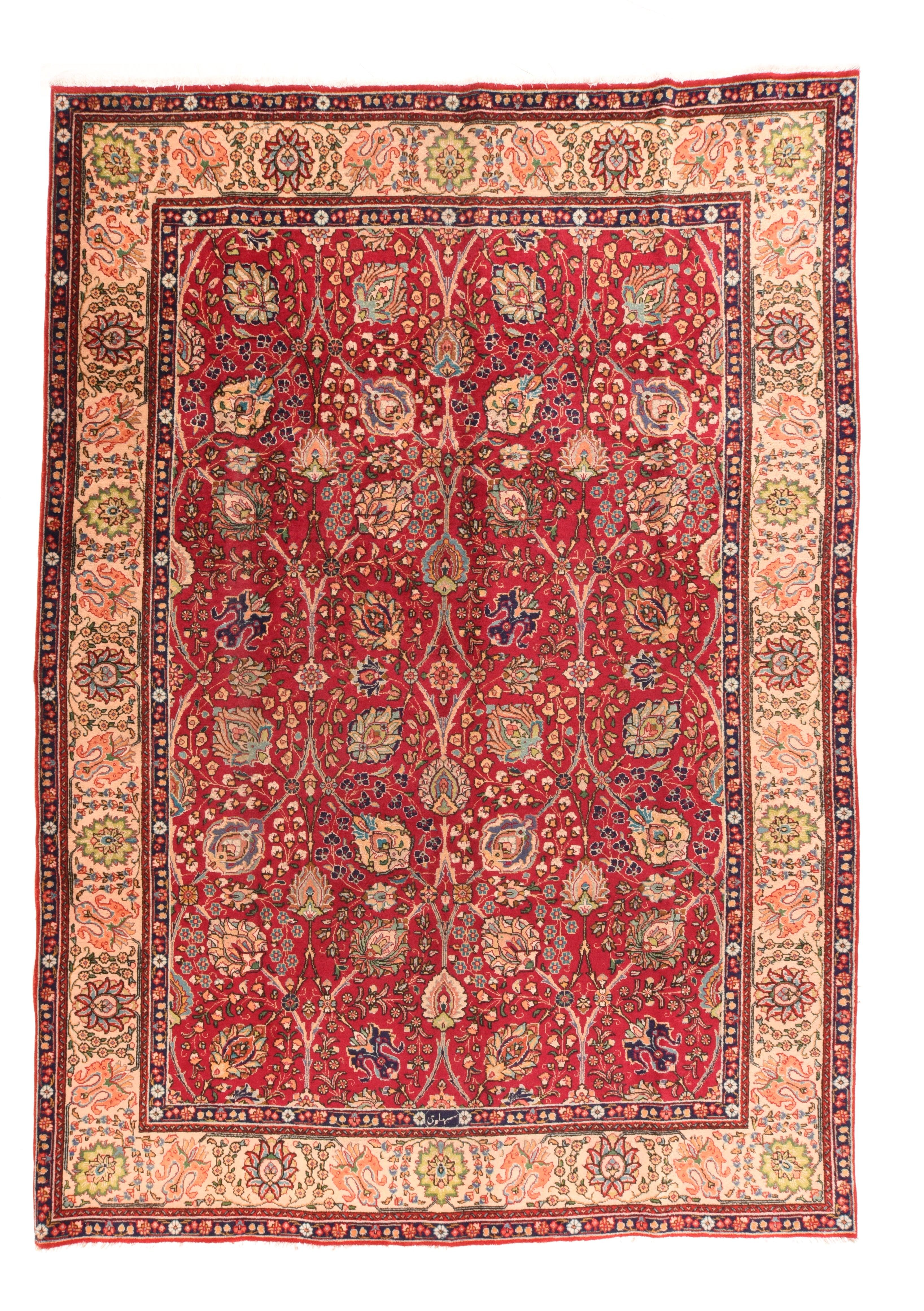 Tappeto persiano Tabriz vintage 7'11'' x 11'3'' In condizioni ottime in vendita a New York, NY