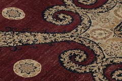 Vintage Persian Tabriz Rug, Burgundy with Rare Floral Medallion