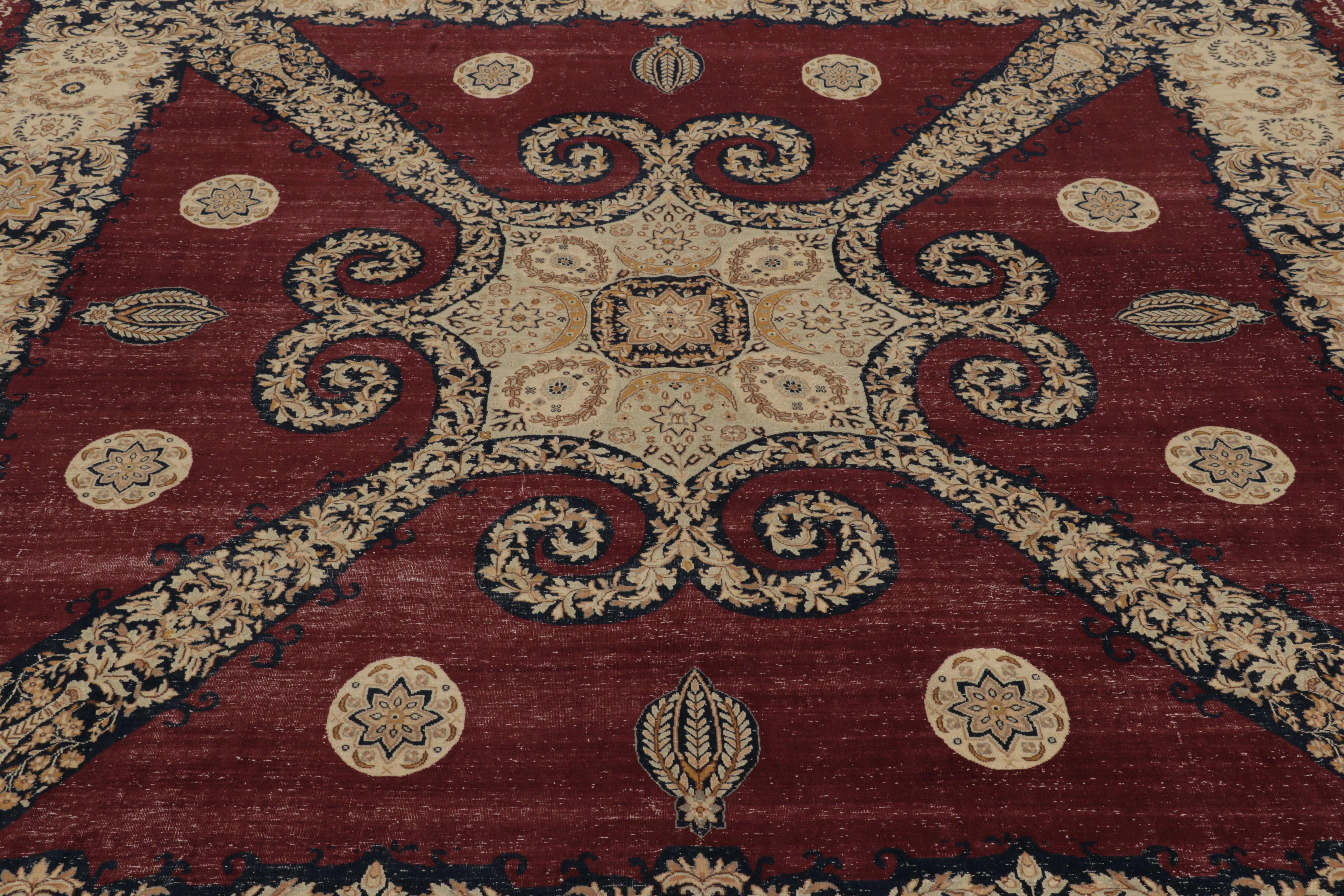 Vintage Persisch Tabriz Teppich, Burgund mit seltenem Blumenmedaillon - Rug & Kilim (Mitte des 20. Jahrhunderts) im Angebot