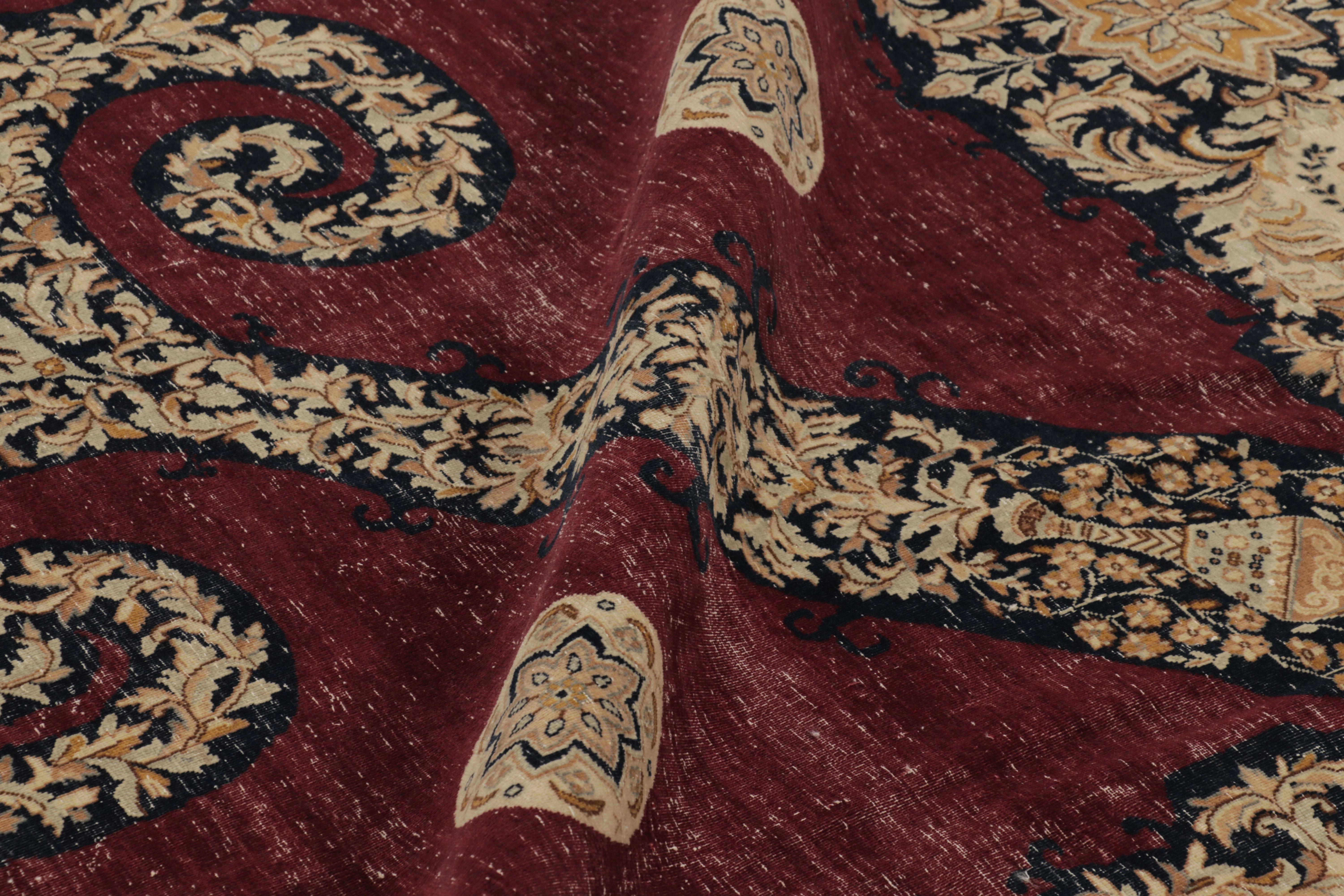 Vintage Persisch Tabriz Teppich, Burgund mit seltenem Blumenmedaillon - Rug & Kilim im Angebot 1