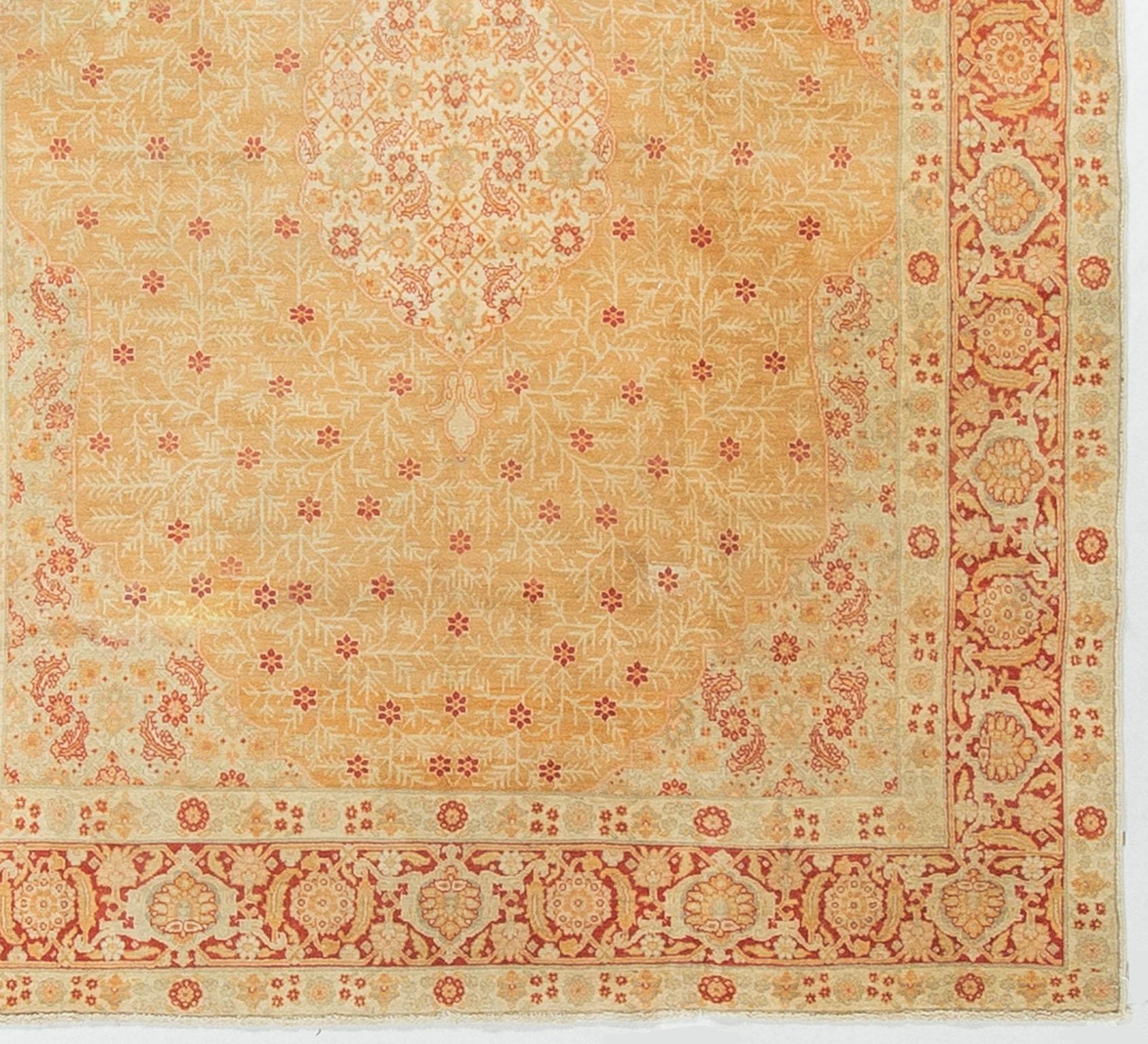 Hand-Woven Antique Persian Fine Tabriz Rug Carpet, circa 1930 For Sale