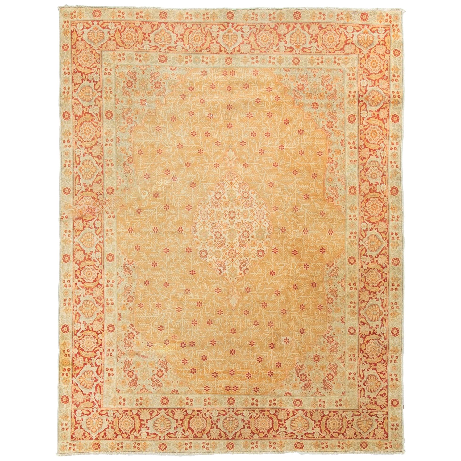 Antique Persian Fine Tabriz Rug Carpet, circa 1930 For Sale