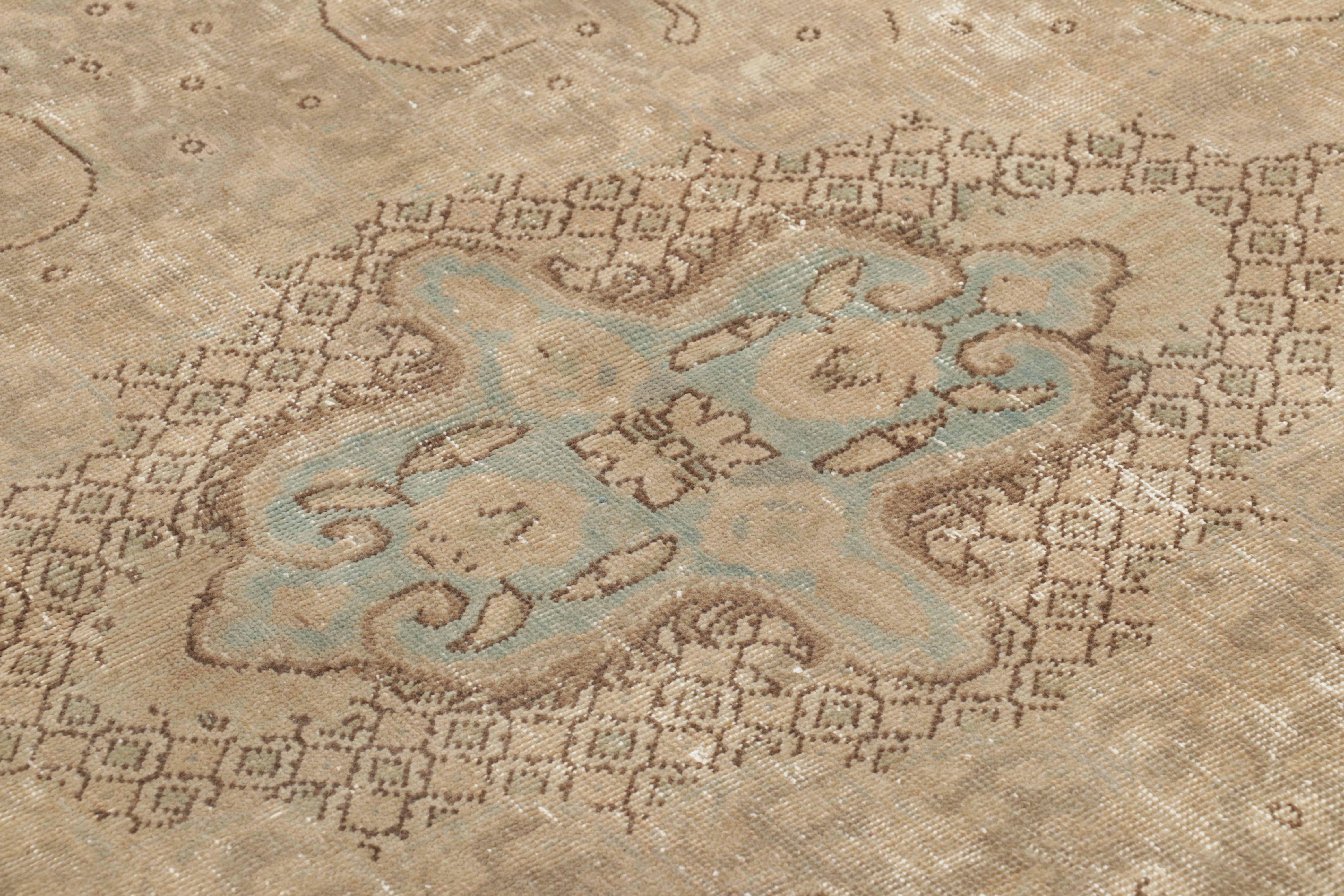 Perse Vintage Persian Tabriz Rug, Desert Wash Medallion in Beige and Brown Rug & Kilim en vente