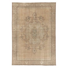 Vintage Persian Tabriz Rug, Desert Wash Medallion in Beige and Brown Rug & Kilim