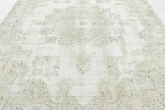 Vintage Persian Tabriz Rug, Ethereal Medallion in Ivory and Gray - Rug & Kilim