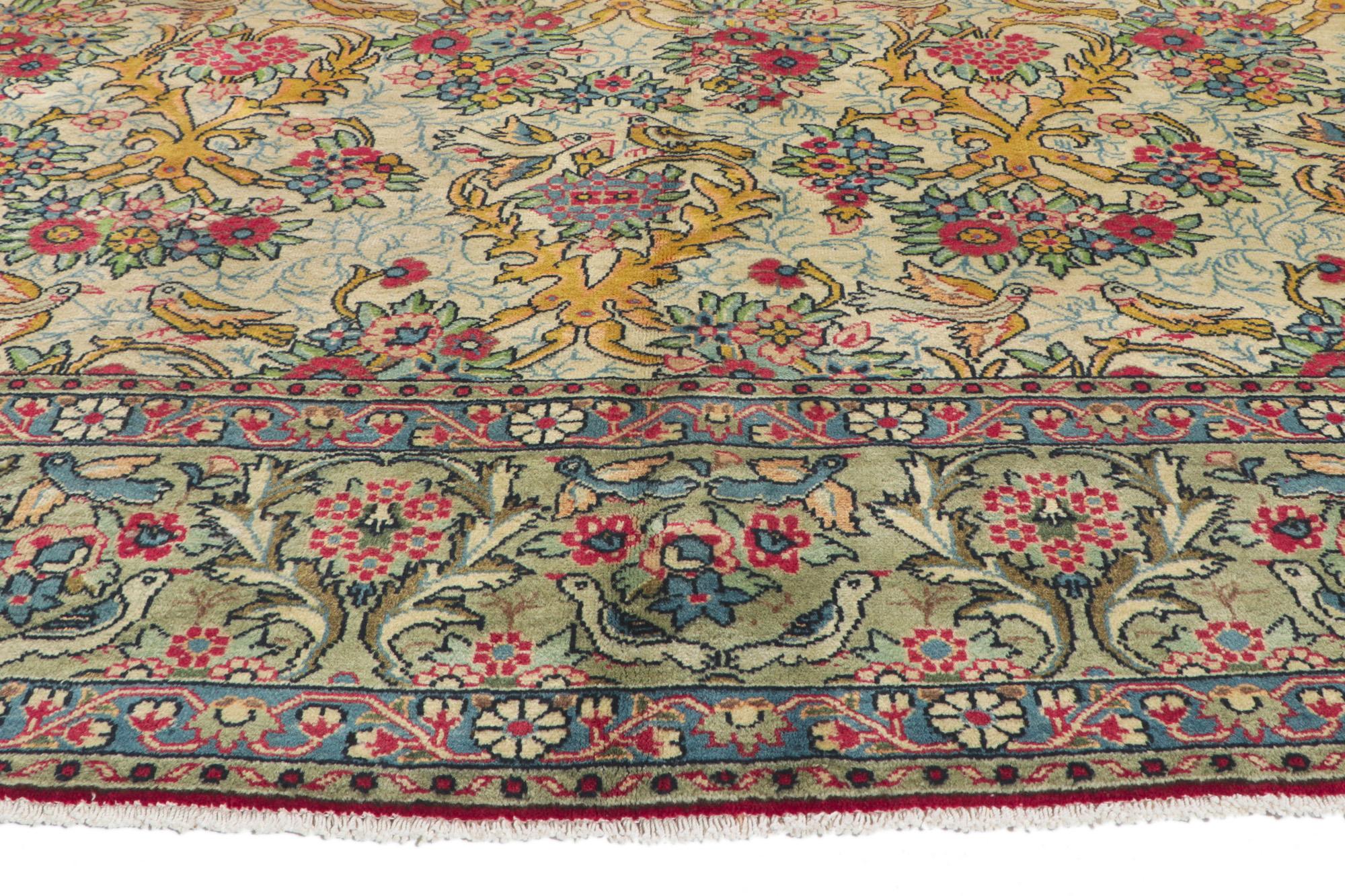 Alfombra Tabriz Persa Jardín del Paraíso de 1950 con estilo moderno siglo XX en venta