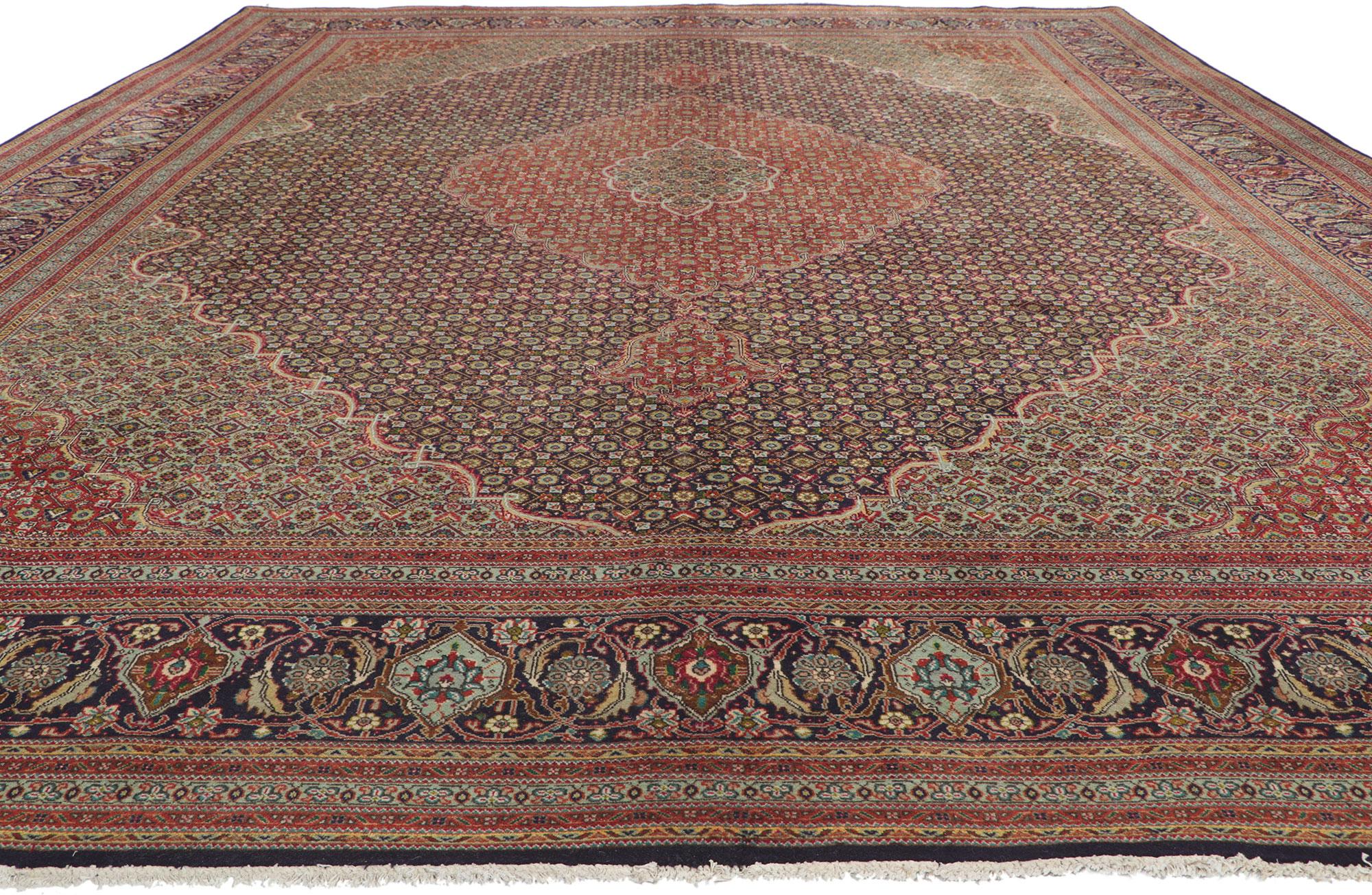 Hand-Knotted Vintage Persian Tabriz Rug For Sale