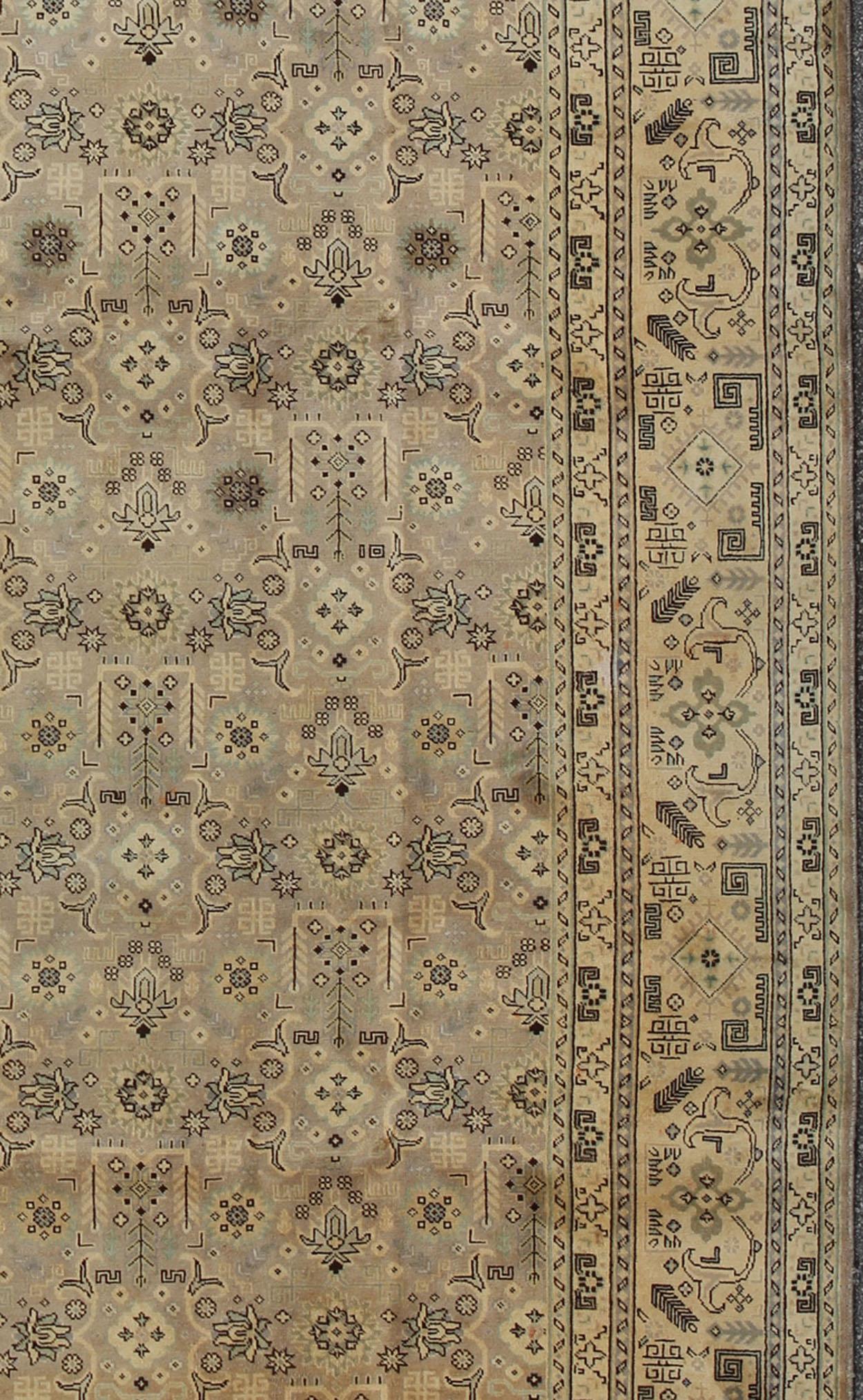Mid-20th Century Vintage Persian Tabriz Rug with all over design in light colors For Sale