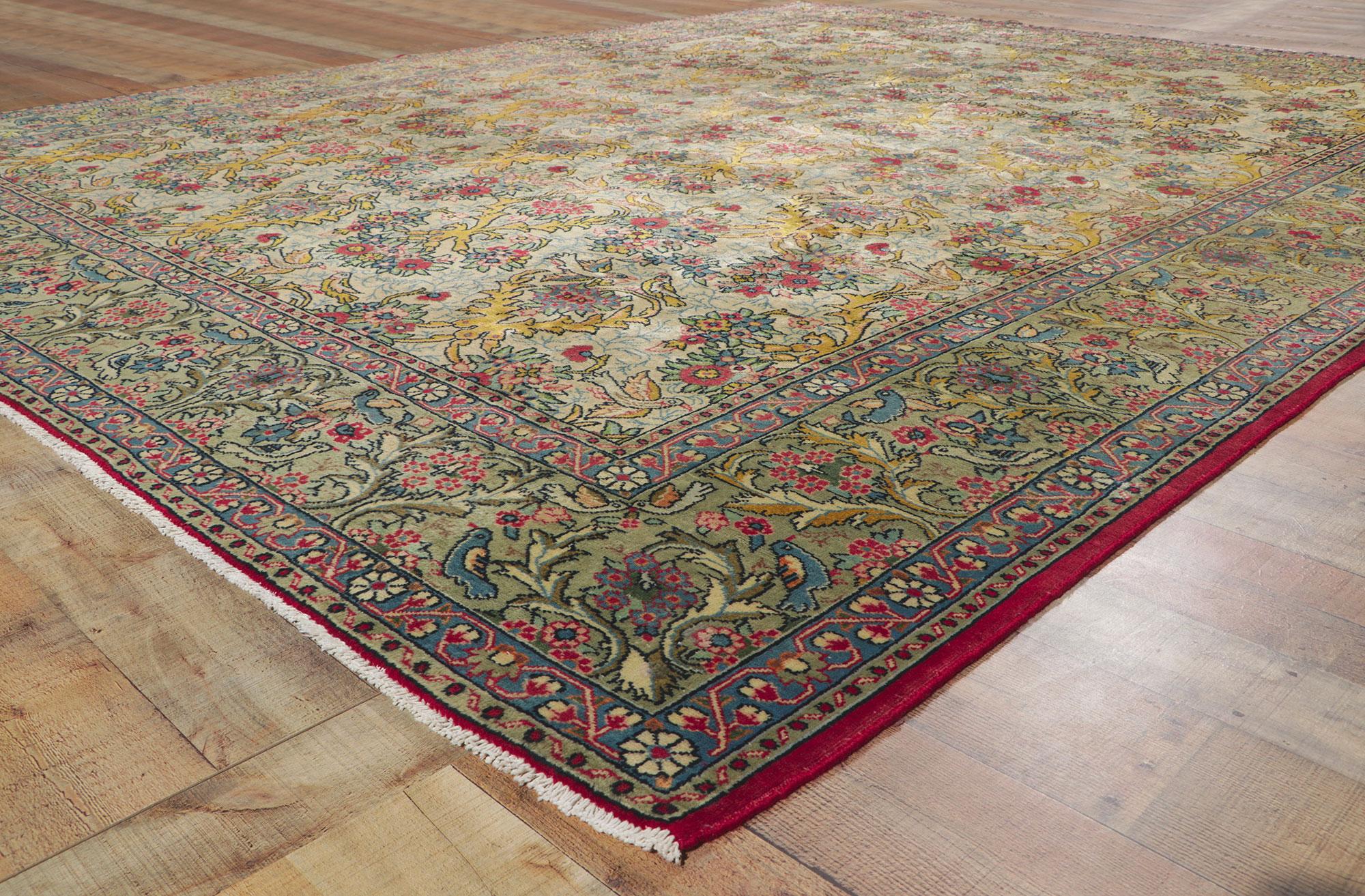 Alfombra Tabriz Persa Jardín del Paraíso de 1950 con estilo moderno en venta 2