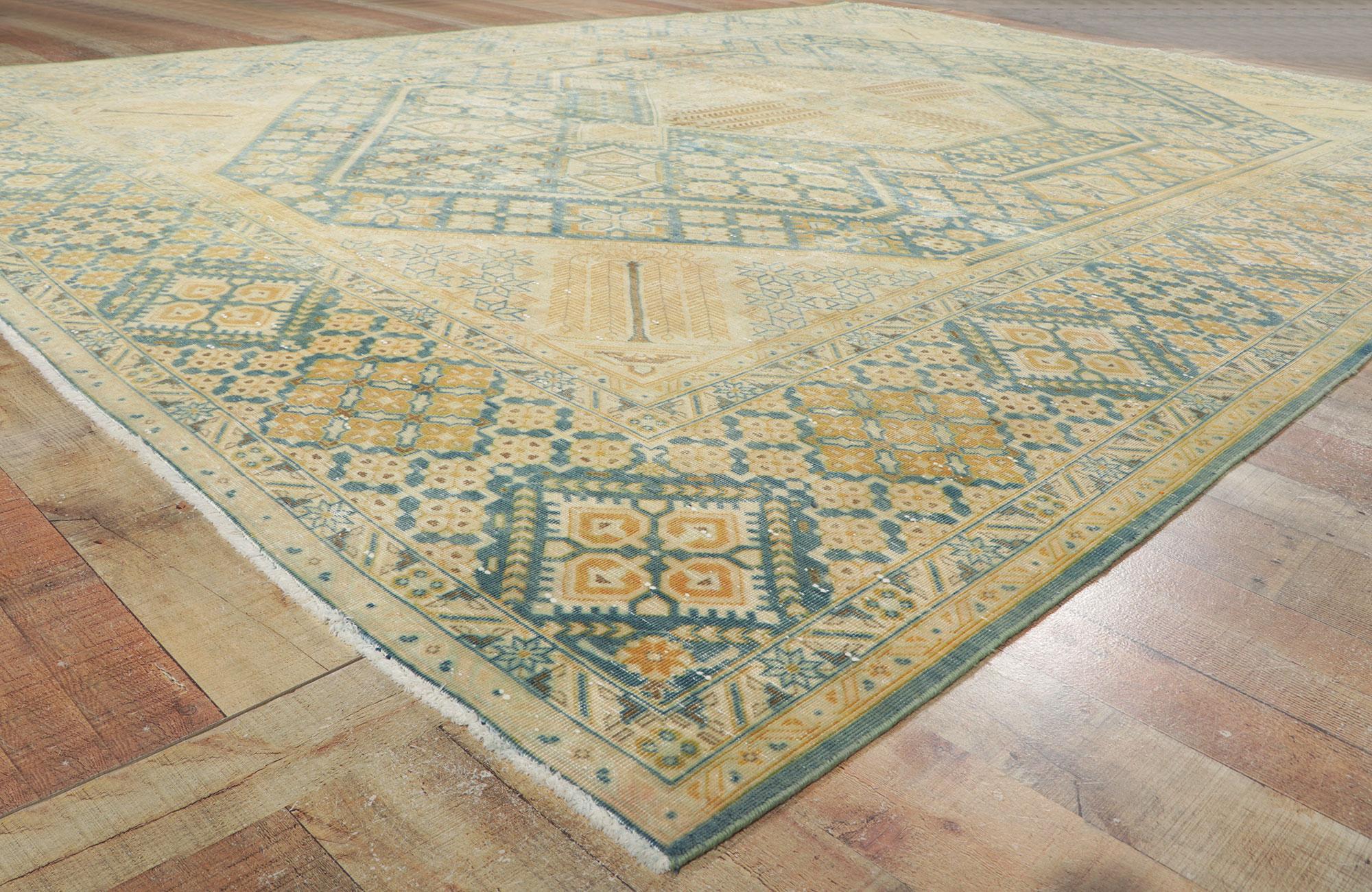 Vintage Persian Tabriz Rug with Faded Soft Colors For Sale 1