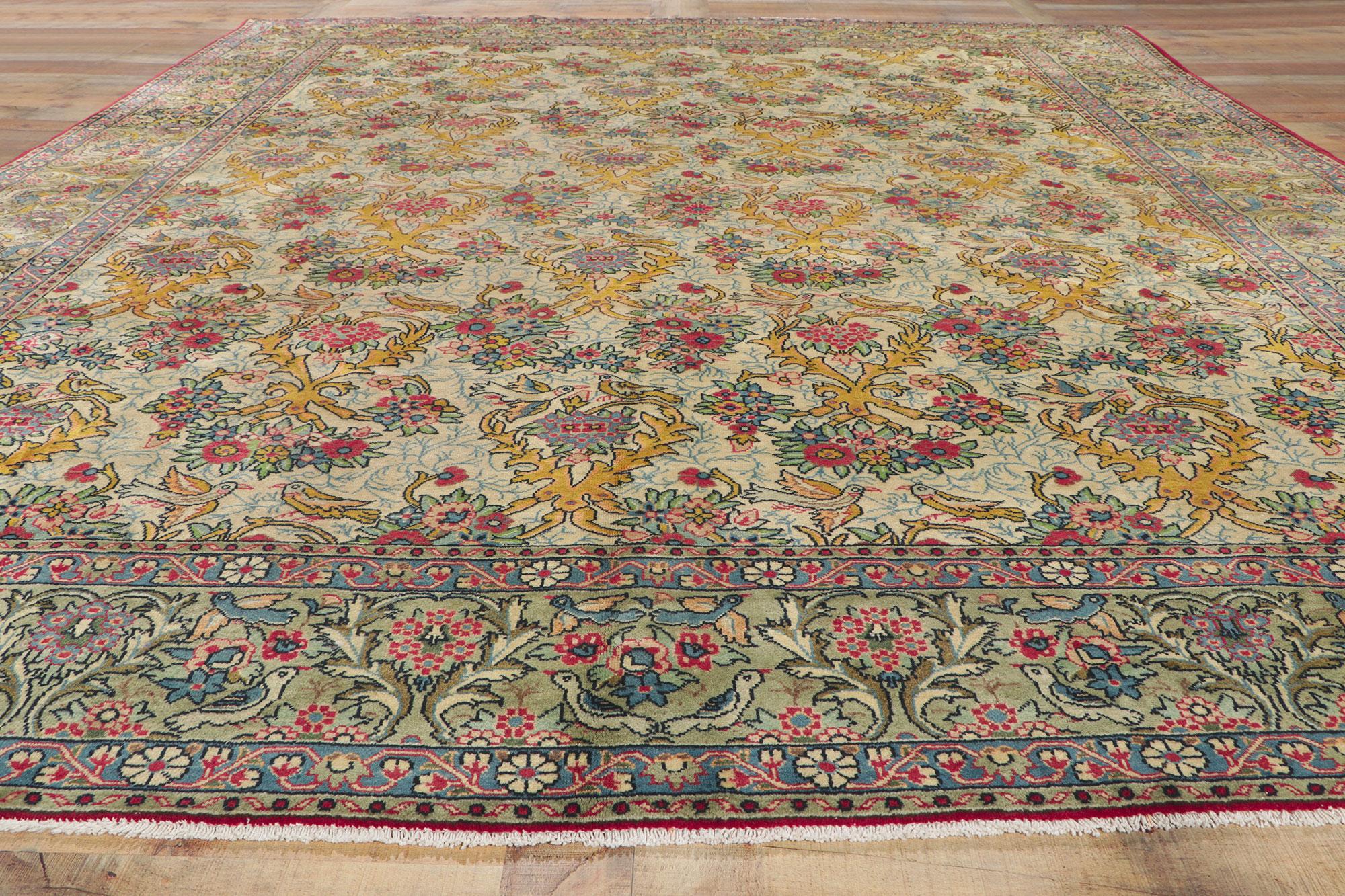Alfombra Tabriz Persa Jardín del Paraíso de 1950 con estilo moderno en venta 3