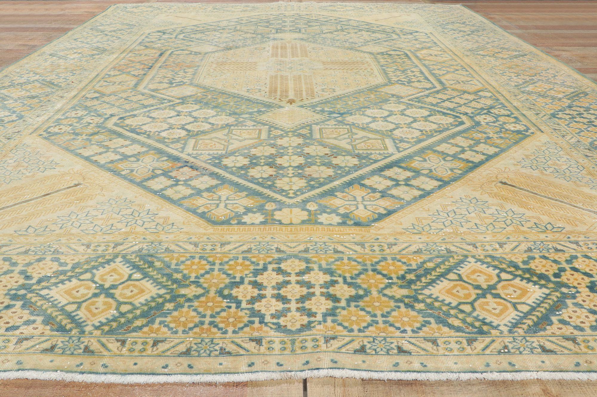 Vintage Persian Tabriz Rug with Faded Soft Colors For Sale 2