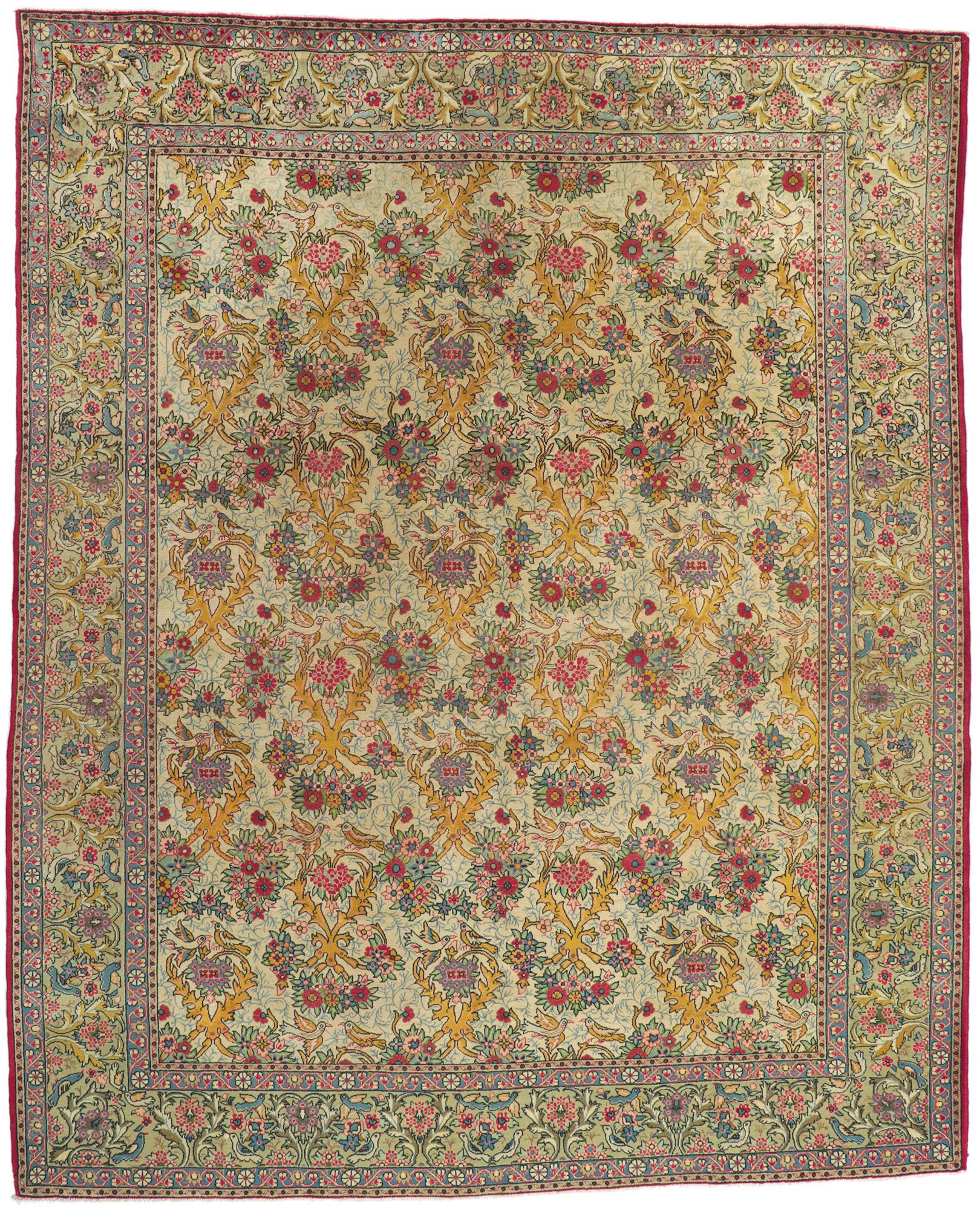 Alfombra Tabriz Persa Jardín del Paraíso de 1950 con estilo moderno en venta 5