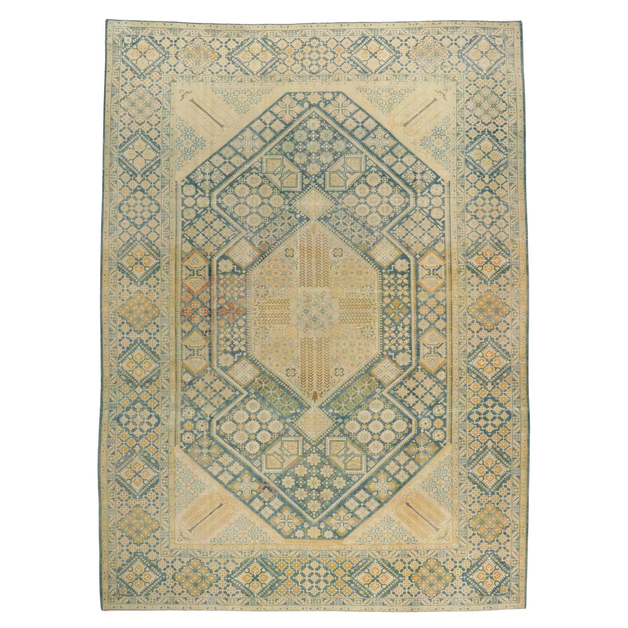 Vintage Persian Tabriz Rug with Faded Soft Colors