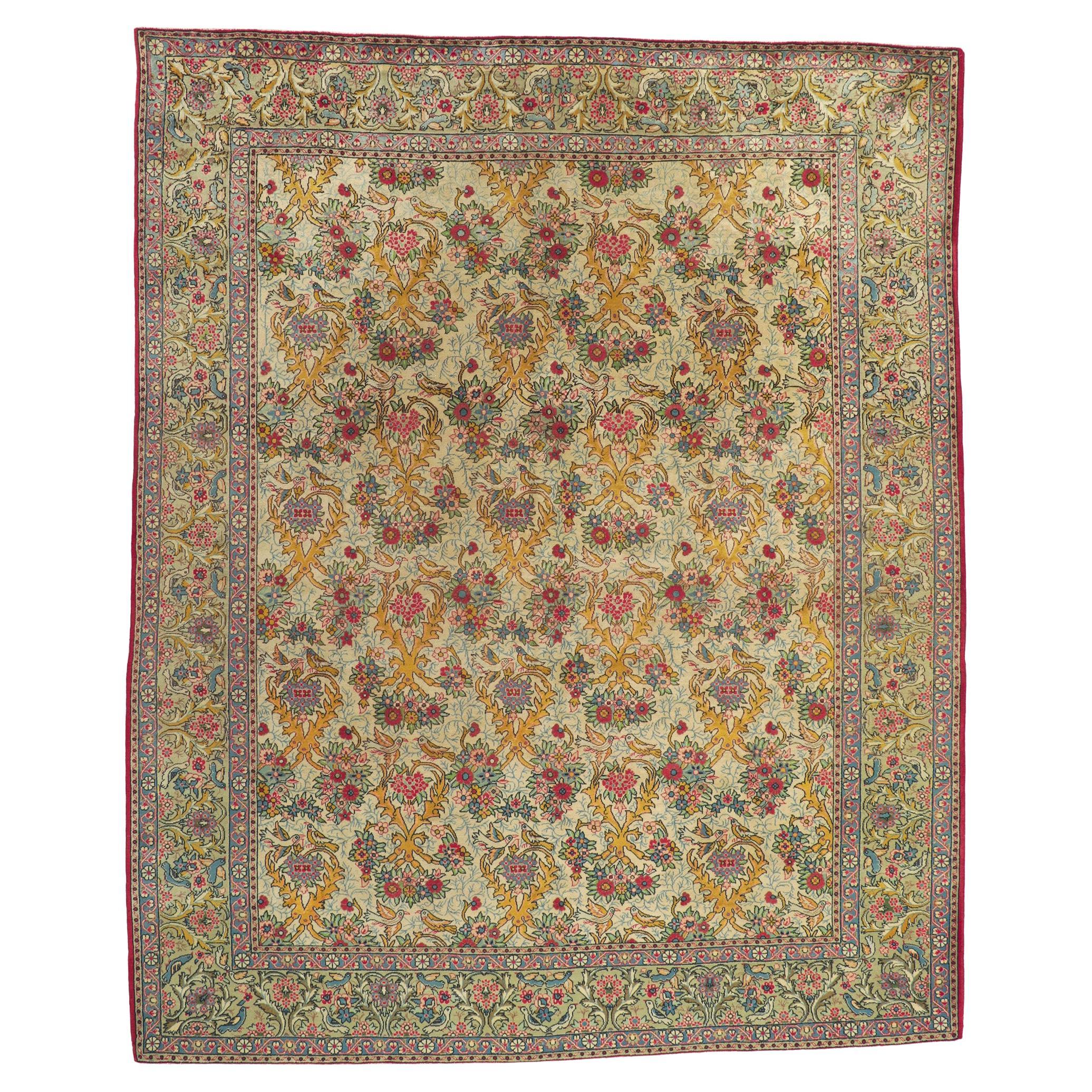 Alfombra Tabriz Persa Jardín del Paraíso de 1950 con estilo moderno en venta