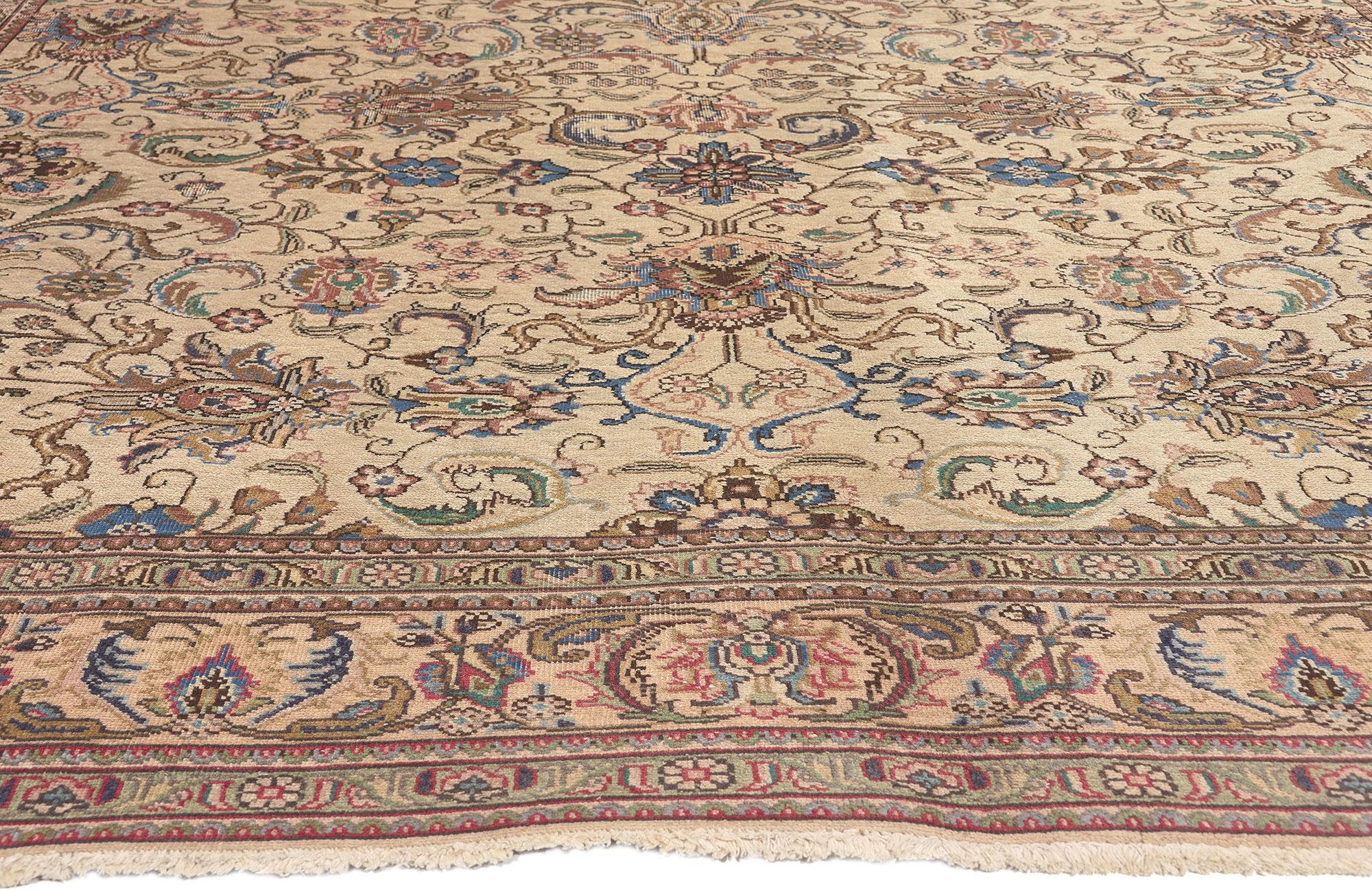 Vintage Persian Tabriz Rug, French Sophistication Meets Neoclassic Elegance In Good Condition For Sale In Dallas, TX