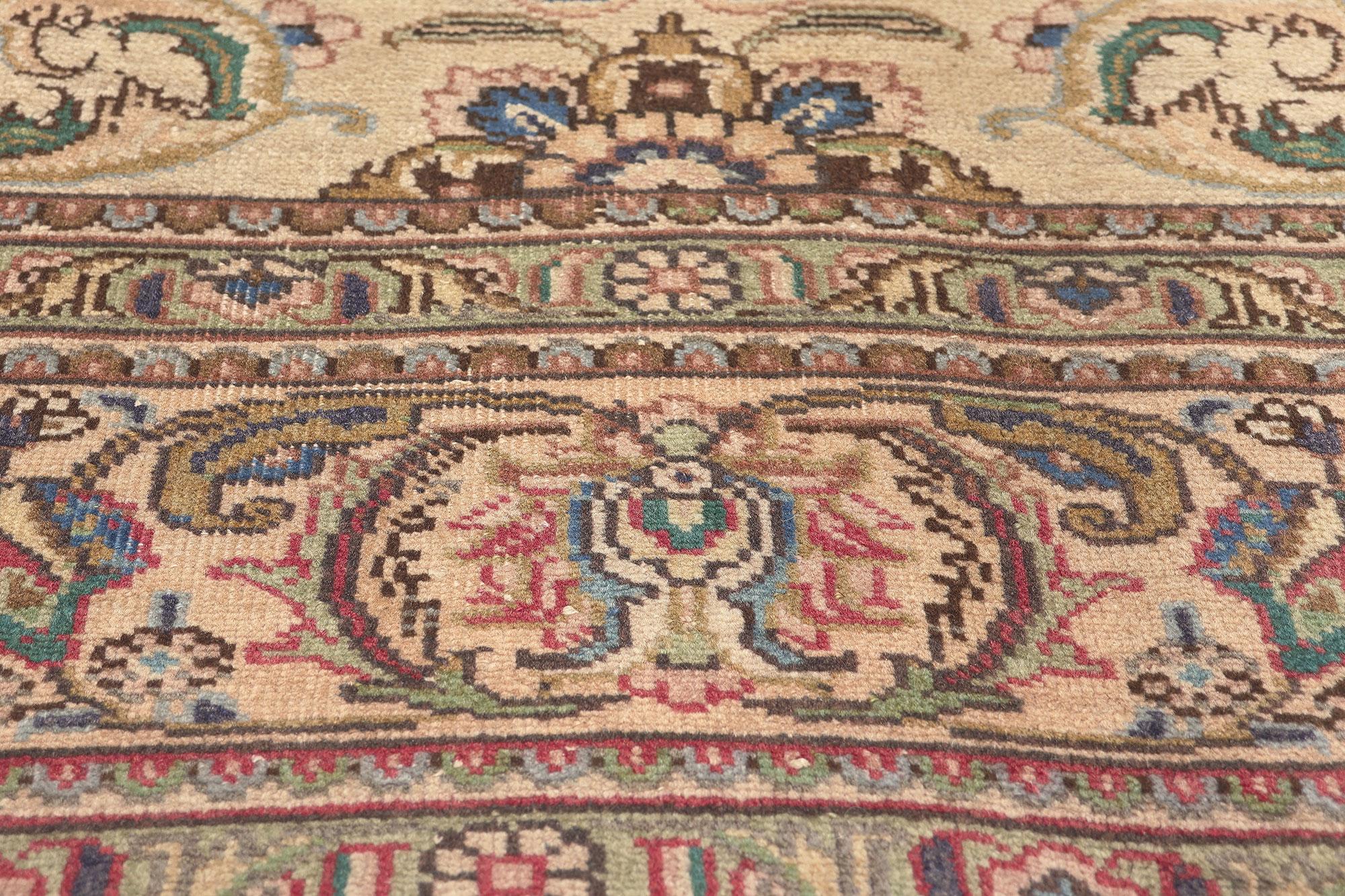 20th Century Vintage Persian Tabriz Rug, French Sophistication Meets Neoclassic Elegance For Sale