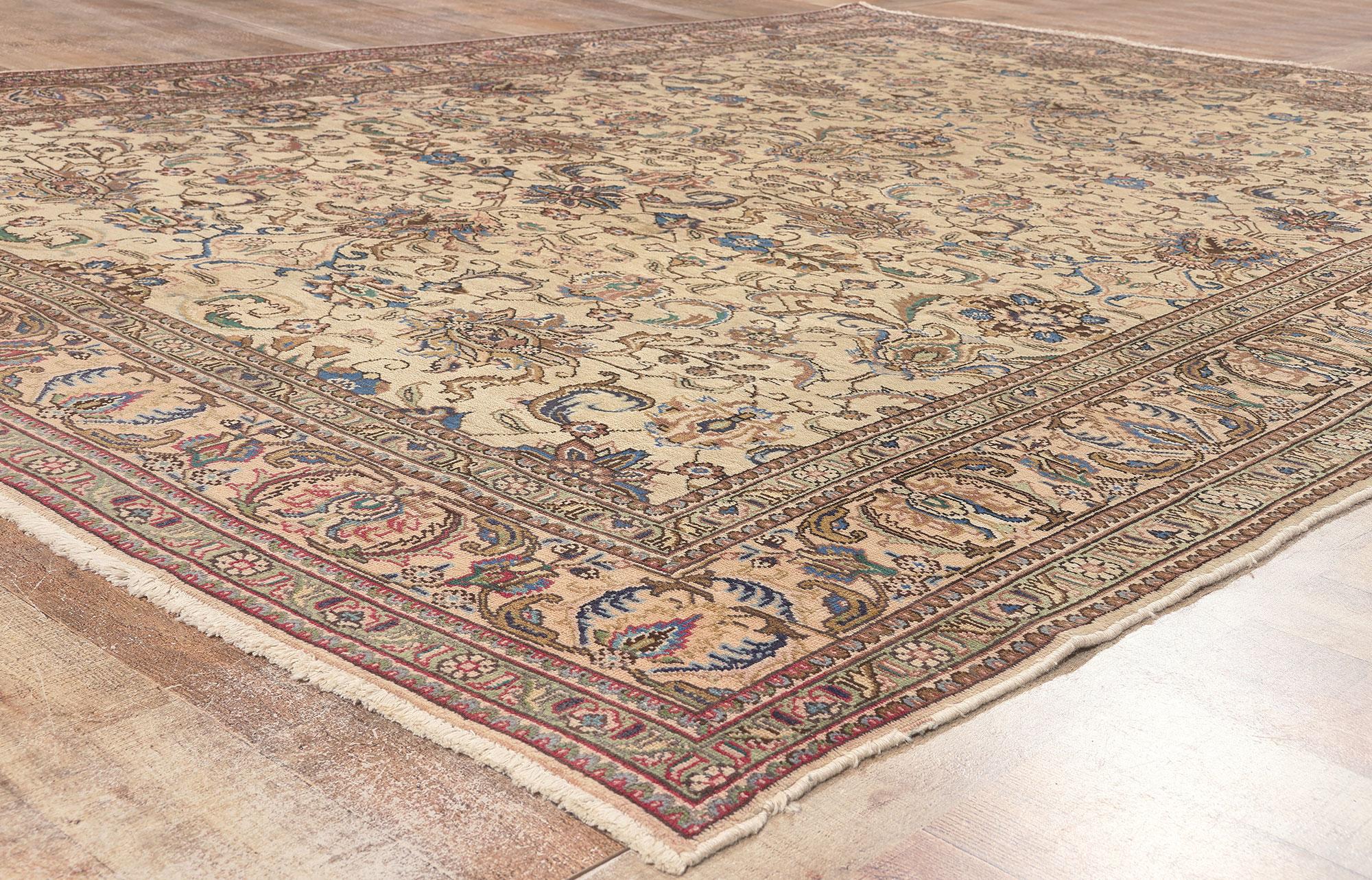 Vintage Persian Tabriz Rug, French Sophistication Meets Neoclassic Elegance For Sale 1