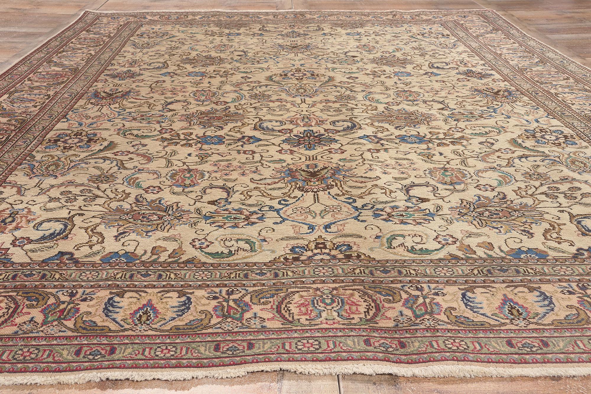 Vintage Persian Tabriz Rug, French Sophistication Meets Neoclassic Elegance For Sale 2