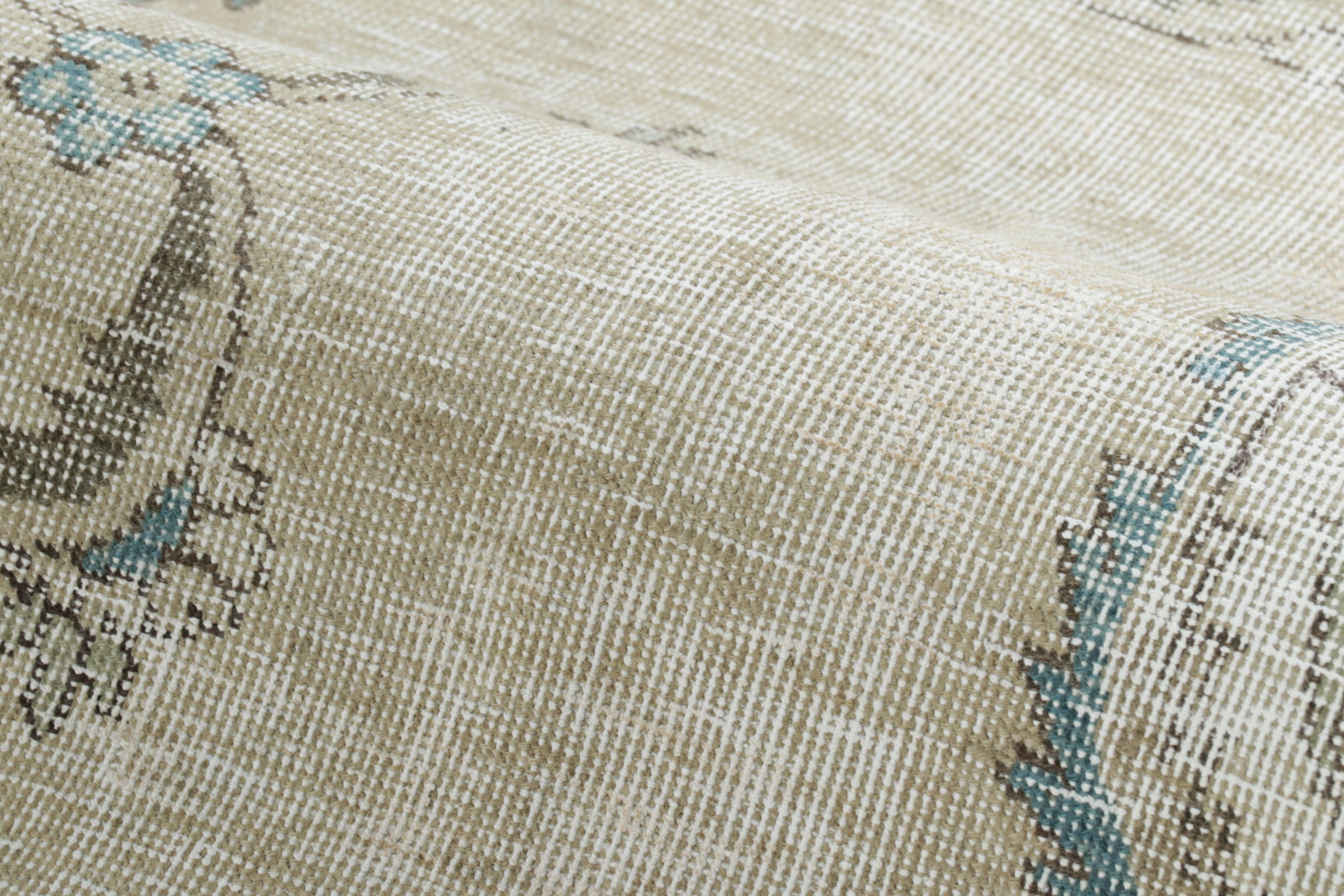 Alfombra Persa Tabriz Vintage, Medallón Fantasma en Beige y Azul-Gris - Rug & Kilim Lana en venta