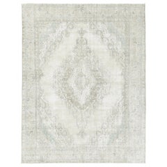 Alfombra Persa Tabriz Vintage, Medallón Fantasma en Marfil y Azul Cielo - Rug 
Kilim