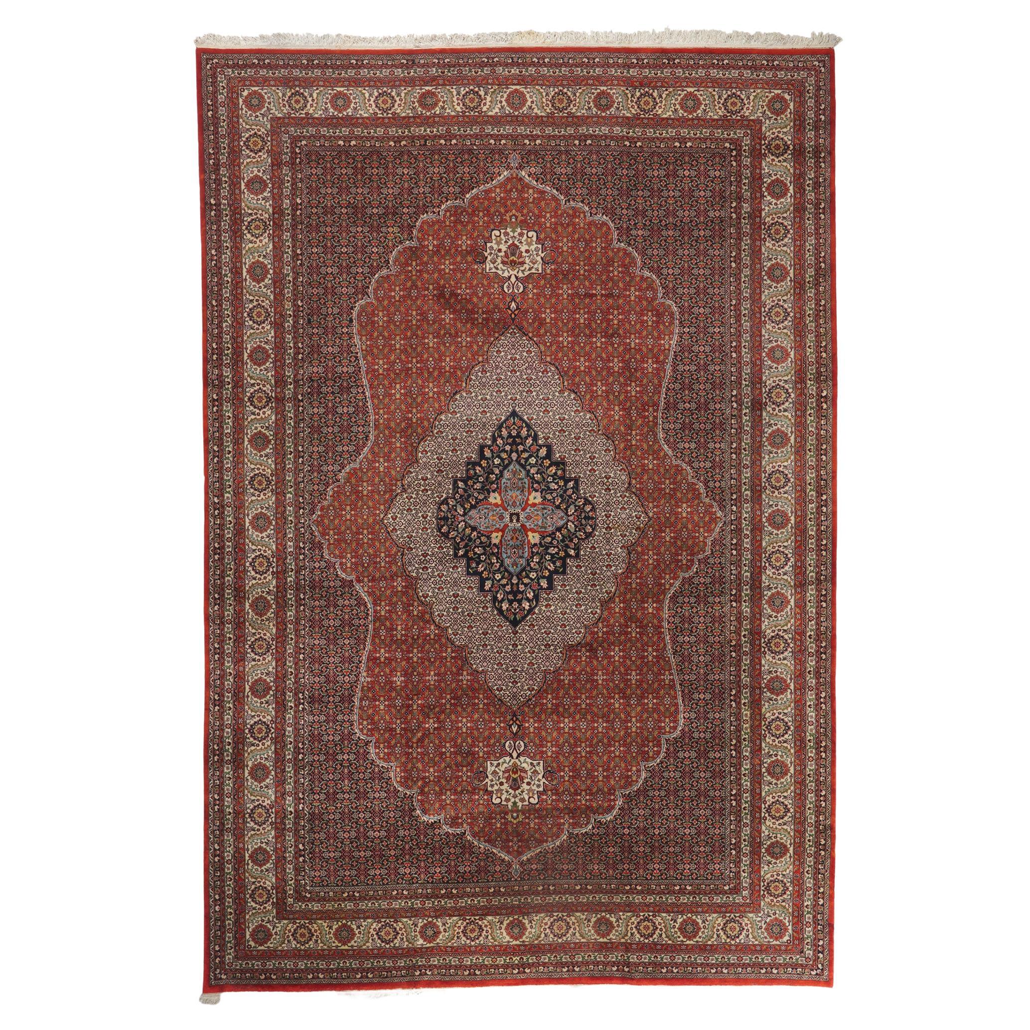Vintage Persian Tabriz Rug Hotel Lobby Size Carpet For Sale