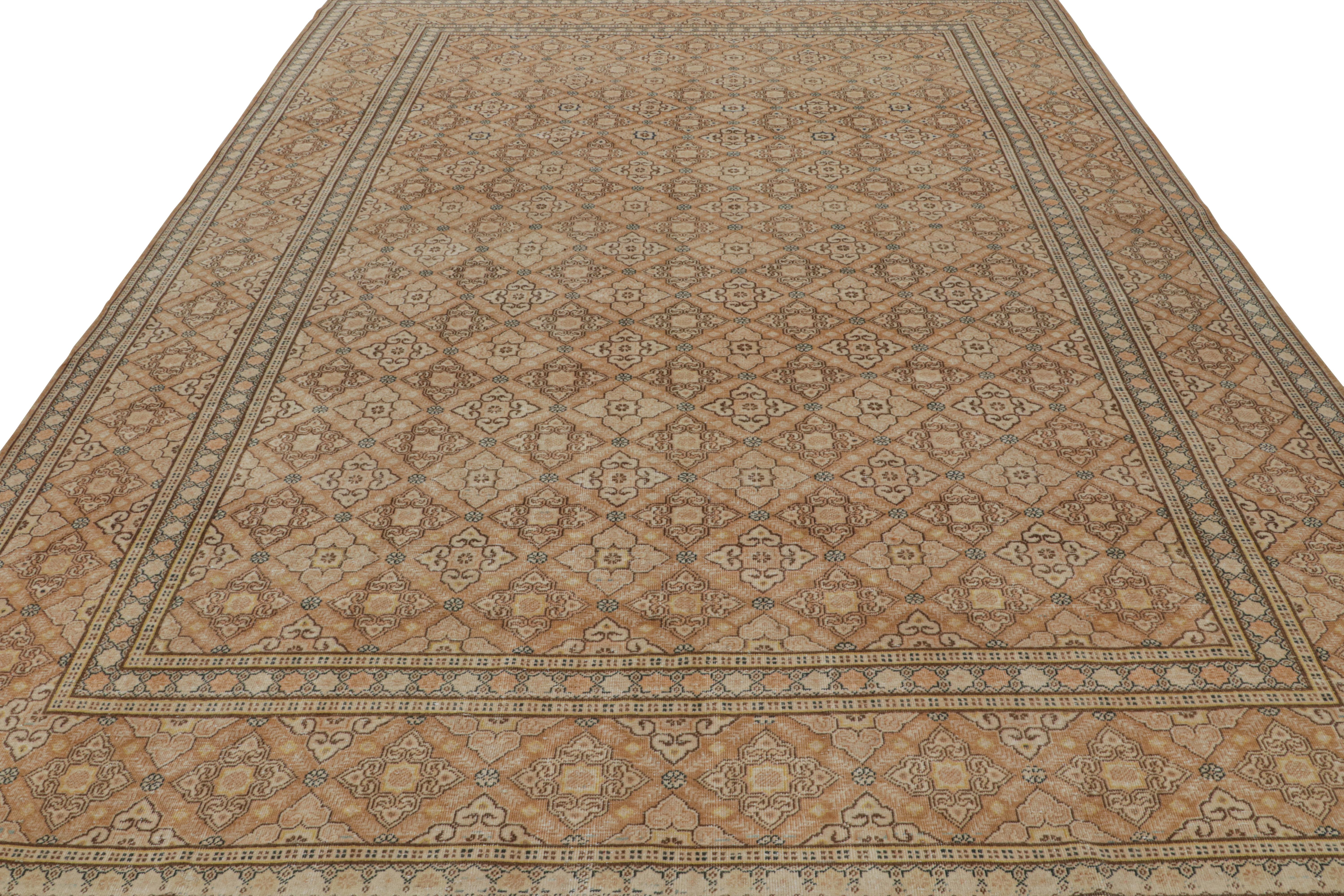 Hand-Knotted Vintage Persian Tabriz Rug in Brown, with Floral Patterns, from Rug & Kilim For Sale
