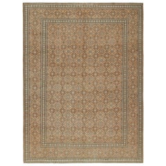 Tappeto persiano Tabriz vintage di colore marrone con motivi floreali, da Rug & Kilim