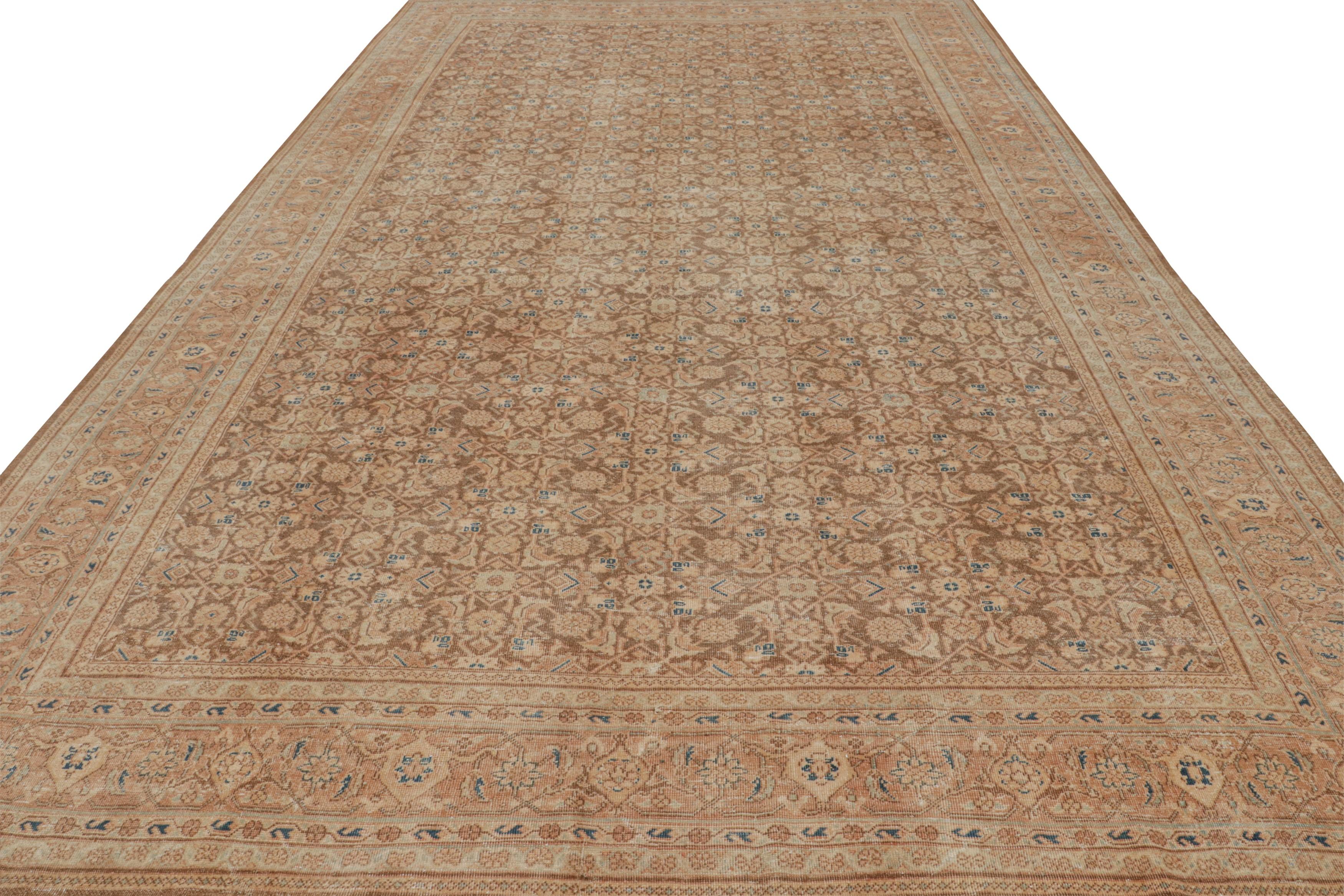 Hand-Knotted Vintage Persian Tabriz Rug in Brown, with Herati Patterns, from Rug & Kilim For Sale