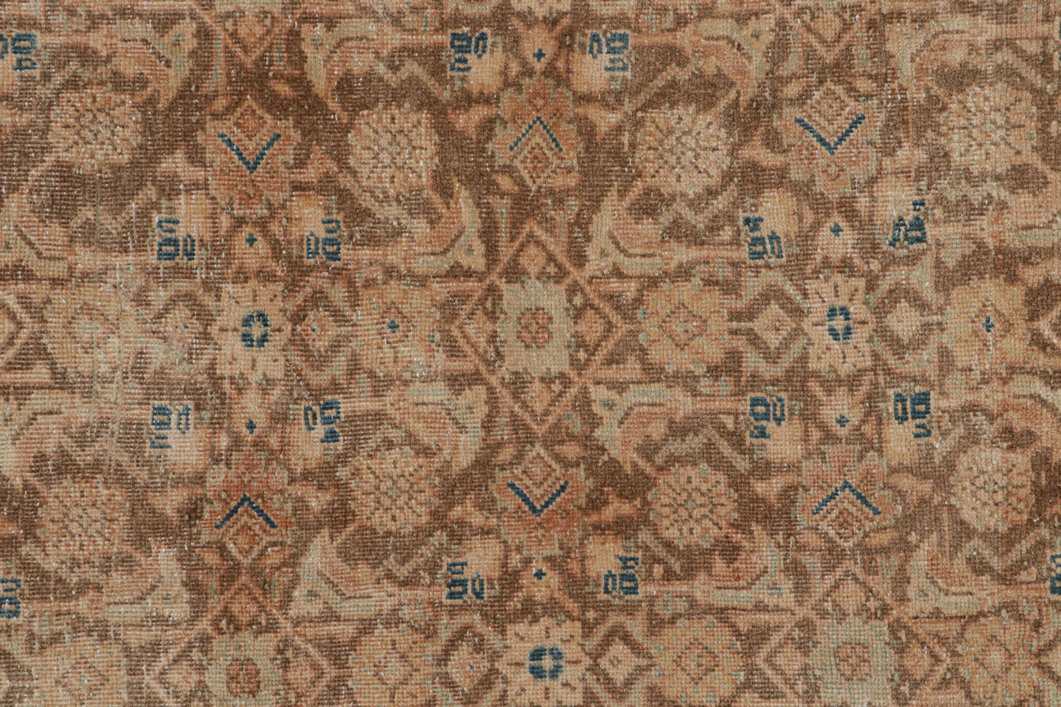 Wool Vintage Persian Tabriz Rug in Brown, with Herati Patterns, from Rug & Kilim For Sale