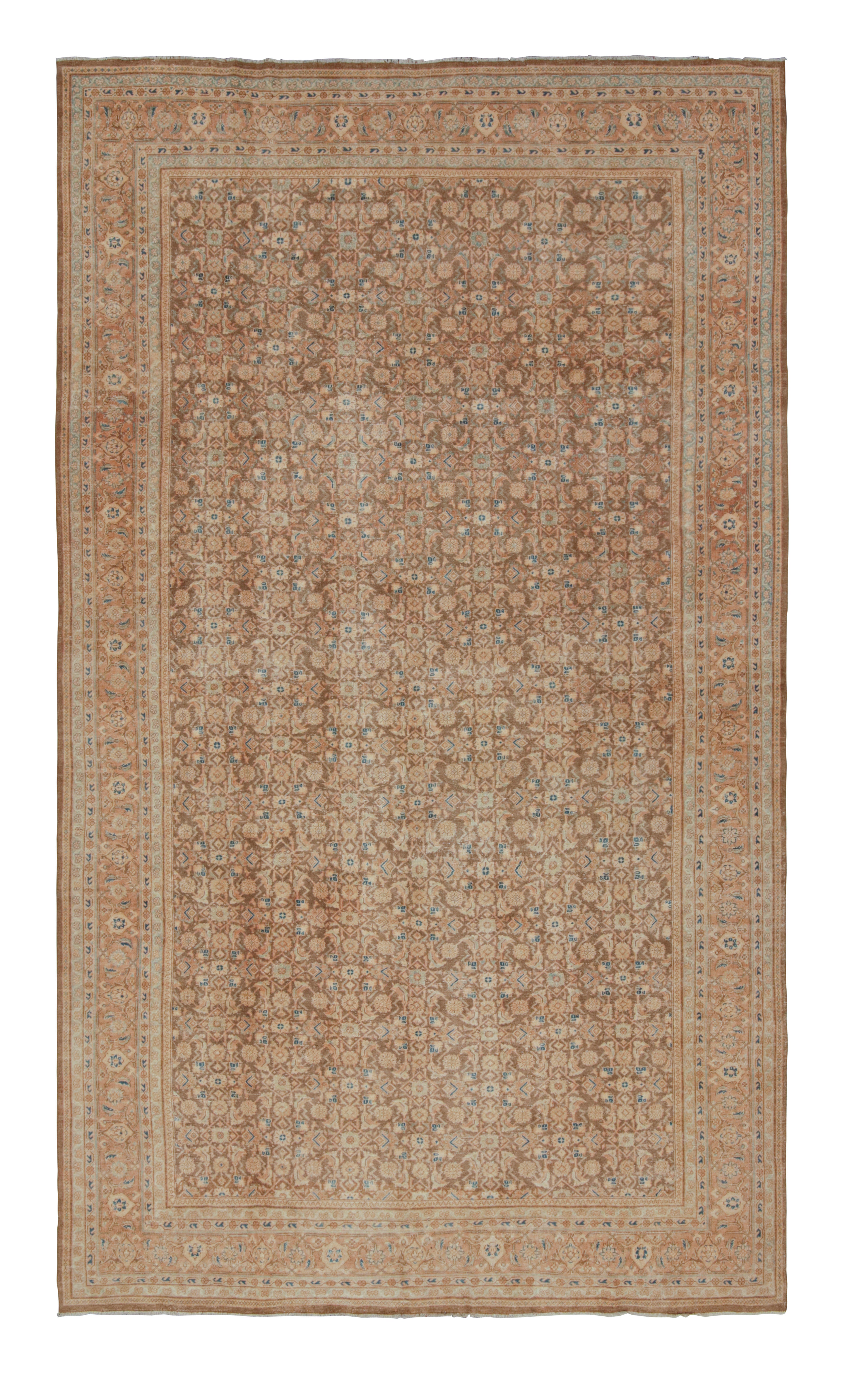 Tapis persan Tabriz vintage en Brown, avec motifs Herati, de Rug & Kilim