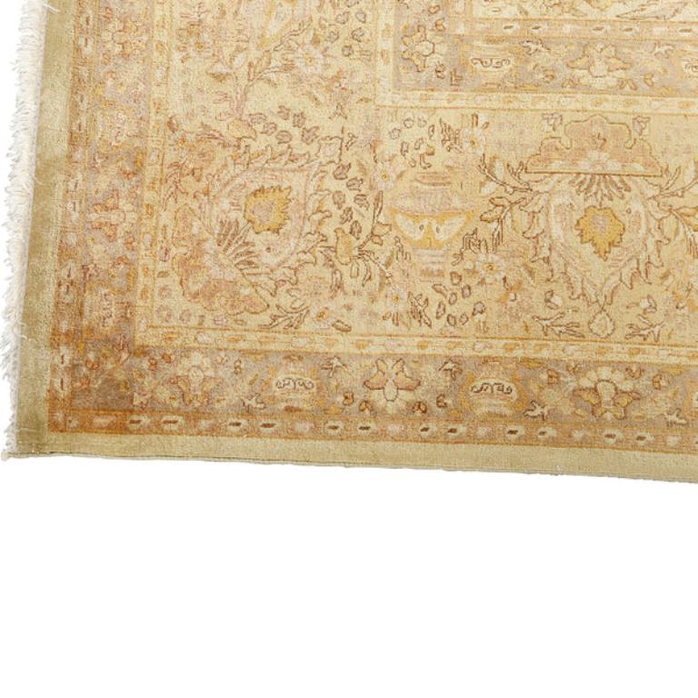 Annodato a mano Tappeto persiano Tabriz vintage in kork e cotone - Dimensioni: 12'0 X 9'5 in vendita