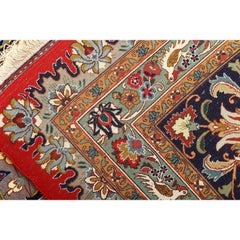 Tapis persan Tabriz vintage en corail et soie - Taille : 19'3 X 12'6