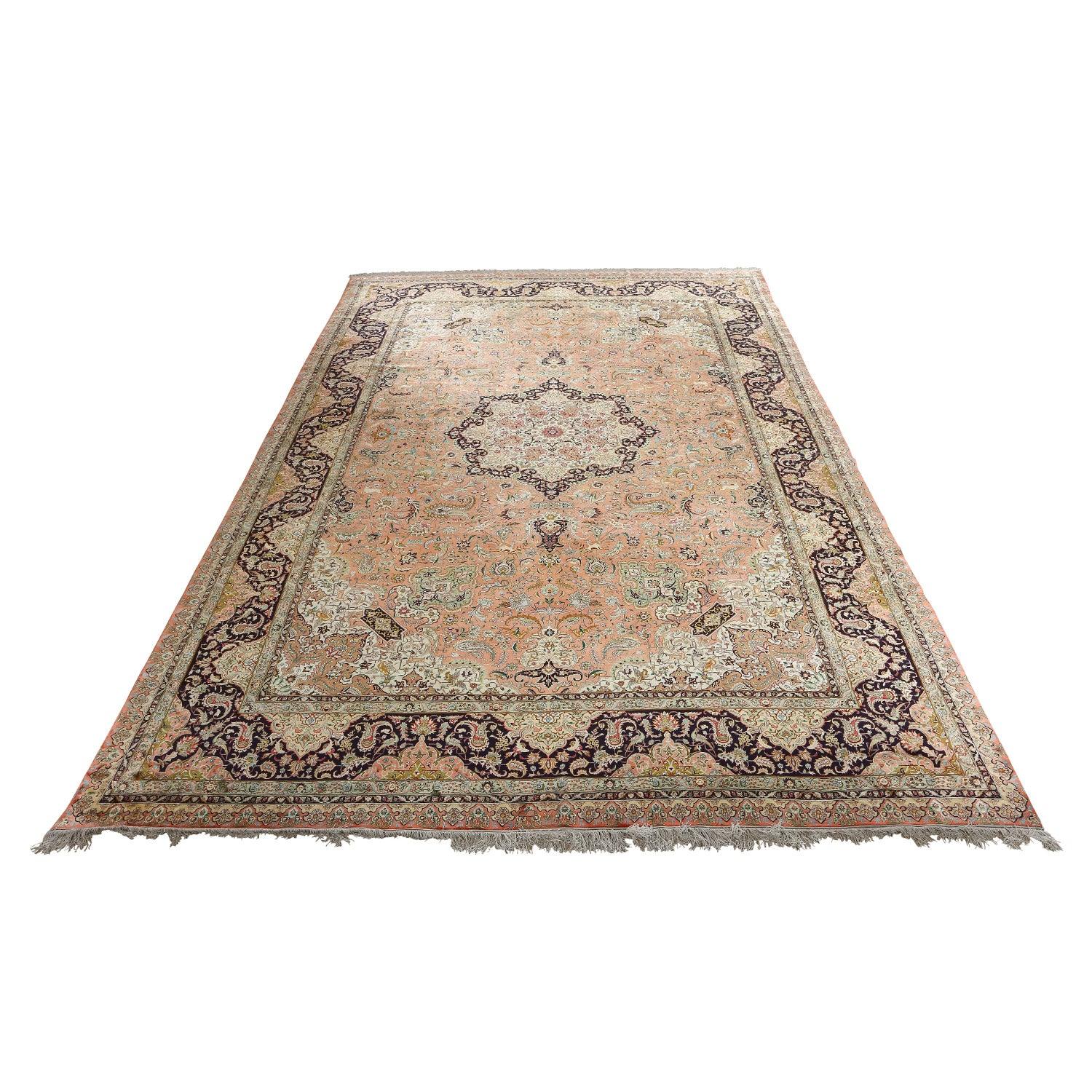 Persiano Tappeto persiano Tabriz vintage in pura seta - Dimensioni: 19'6 X 12'11 in vendita