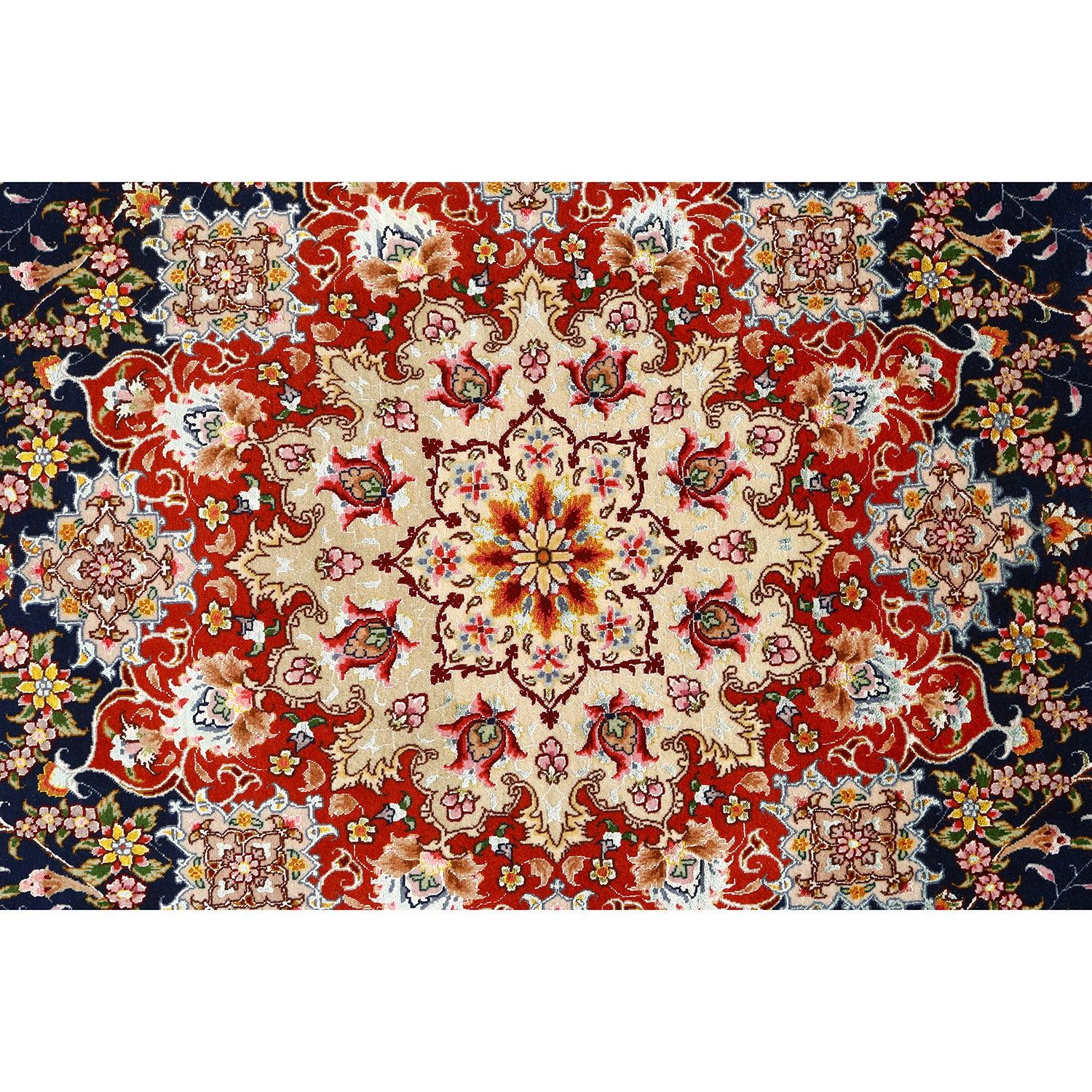 Annodato a mano Tappeto persiano Tabriz vintage in lana e seta - Dimensioni: 10'0x6'7 in vendita