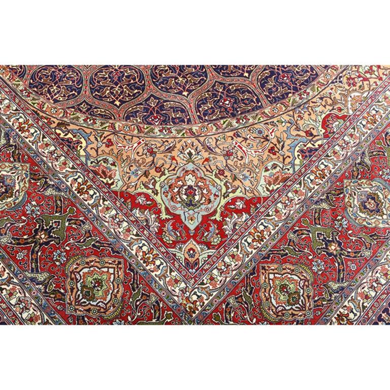 Annodato a mano Tappeto persiano Tabriz vintage in lana e seta - Dimensioni: 13'2 X 9'10 in vendita