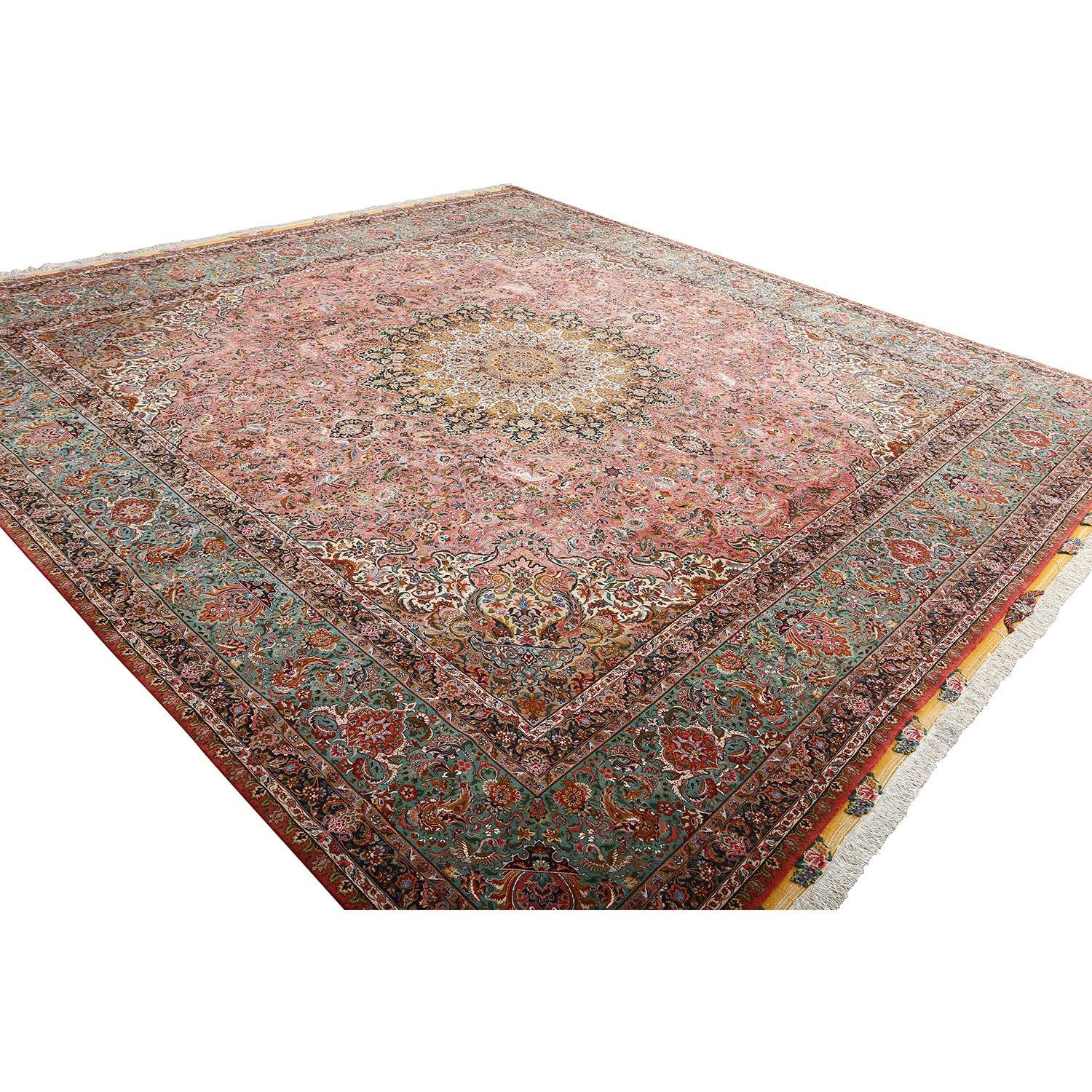Persiano Tappeto persiano Tabriz vintage in lana e seta - Dimensioni: 14'6 X 13'8 in vendita