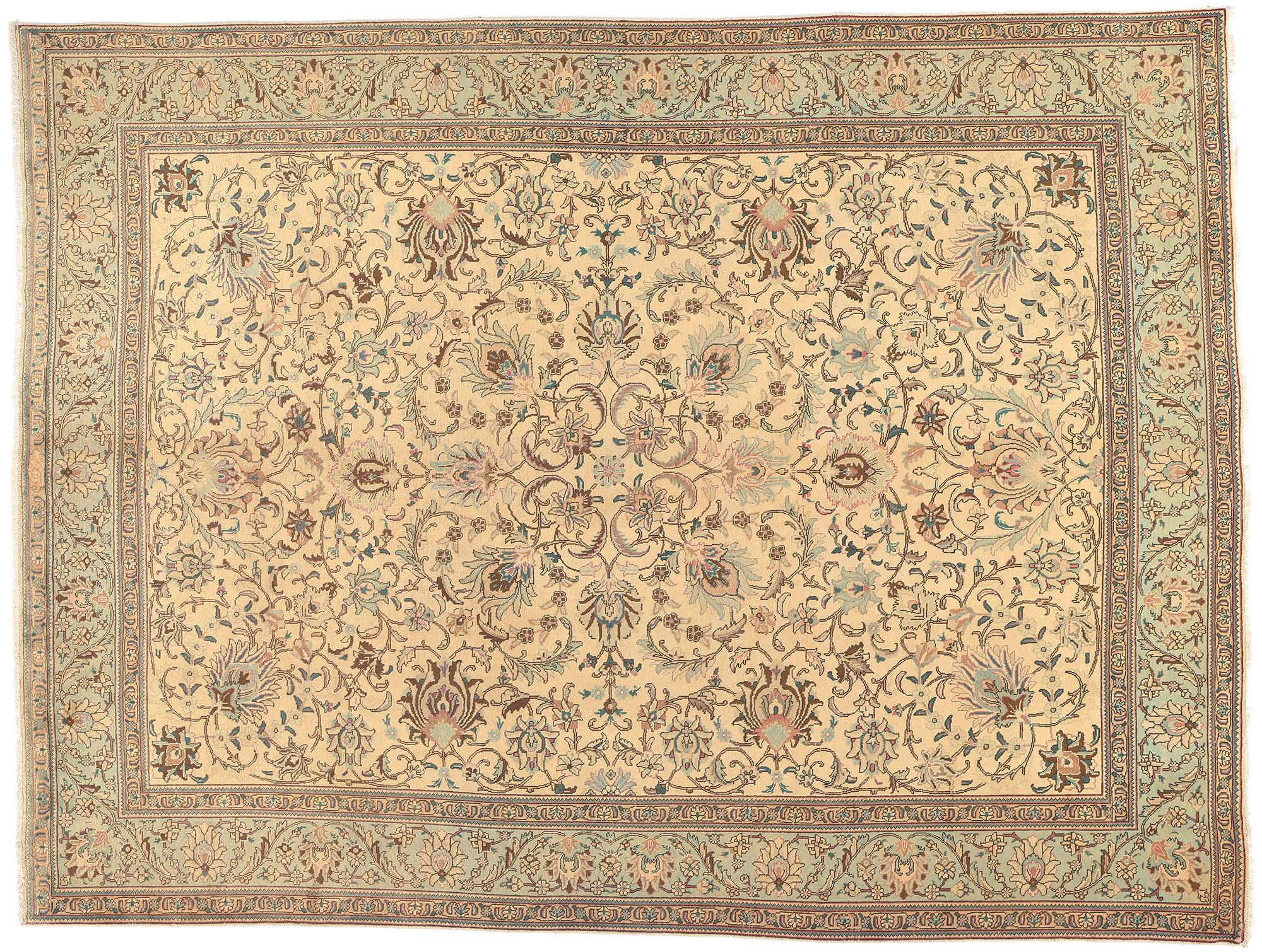 Vintage Persian Tabriz Rug, Refined Regence Meets Bespoke Bridgerton Style For Sale 4