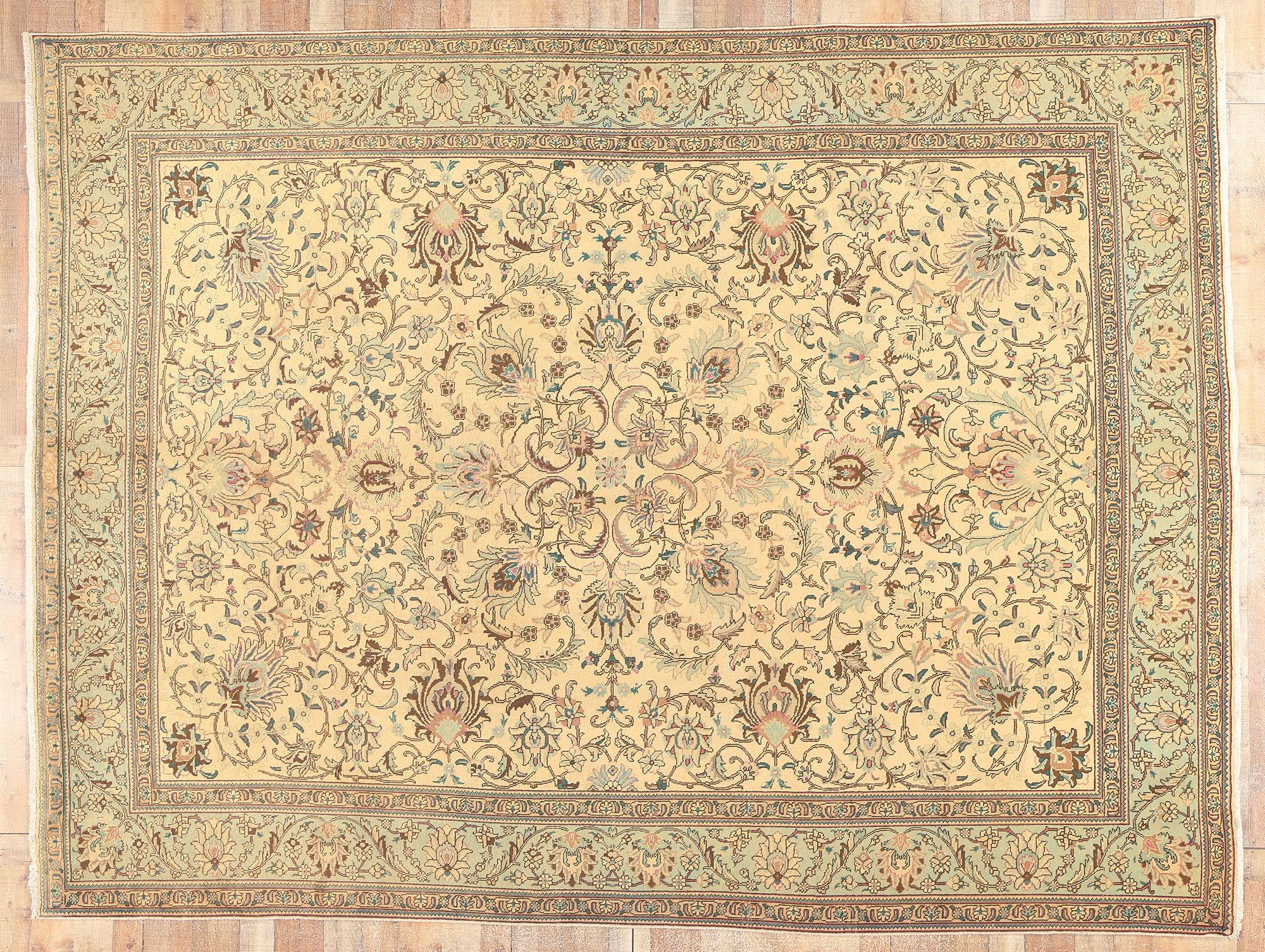 Vintage Persian Tabriz Rug, Refined Regence Meets Bespoke Bridgerton Style For Sale 3